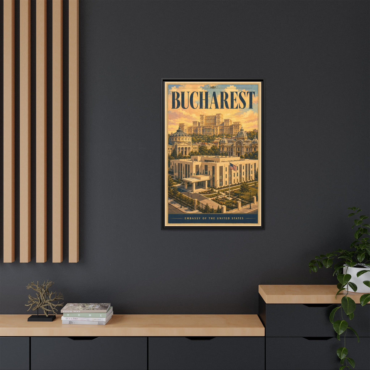 Bucharest Embassy Wrapped Canvas Framed