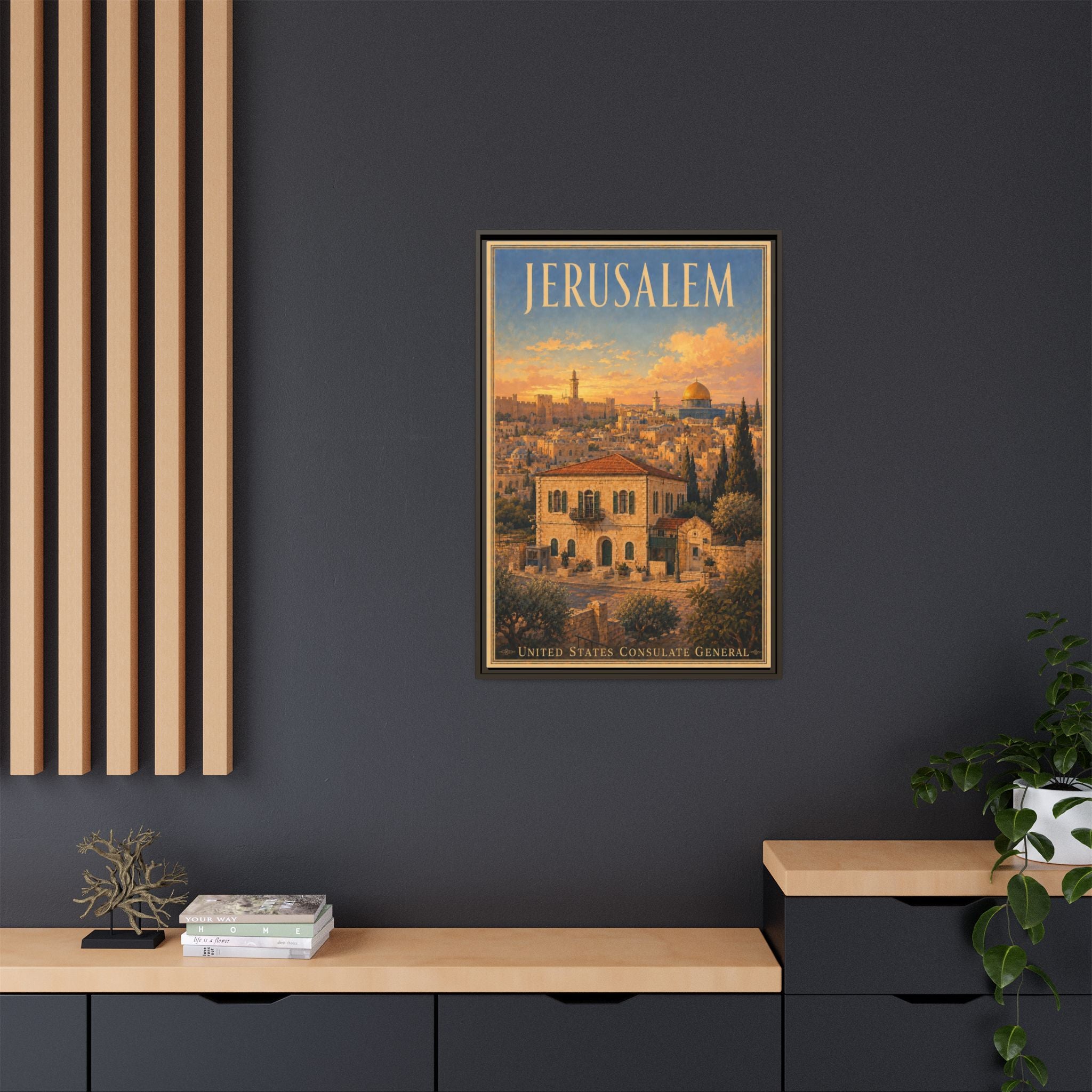 Jerusalem Consulate General Wrapped Canvas Framed