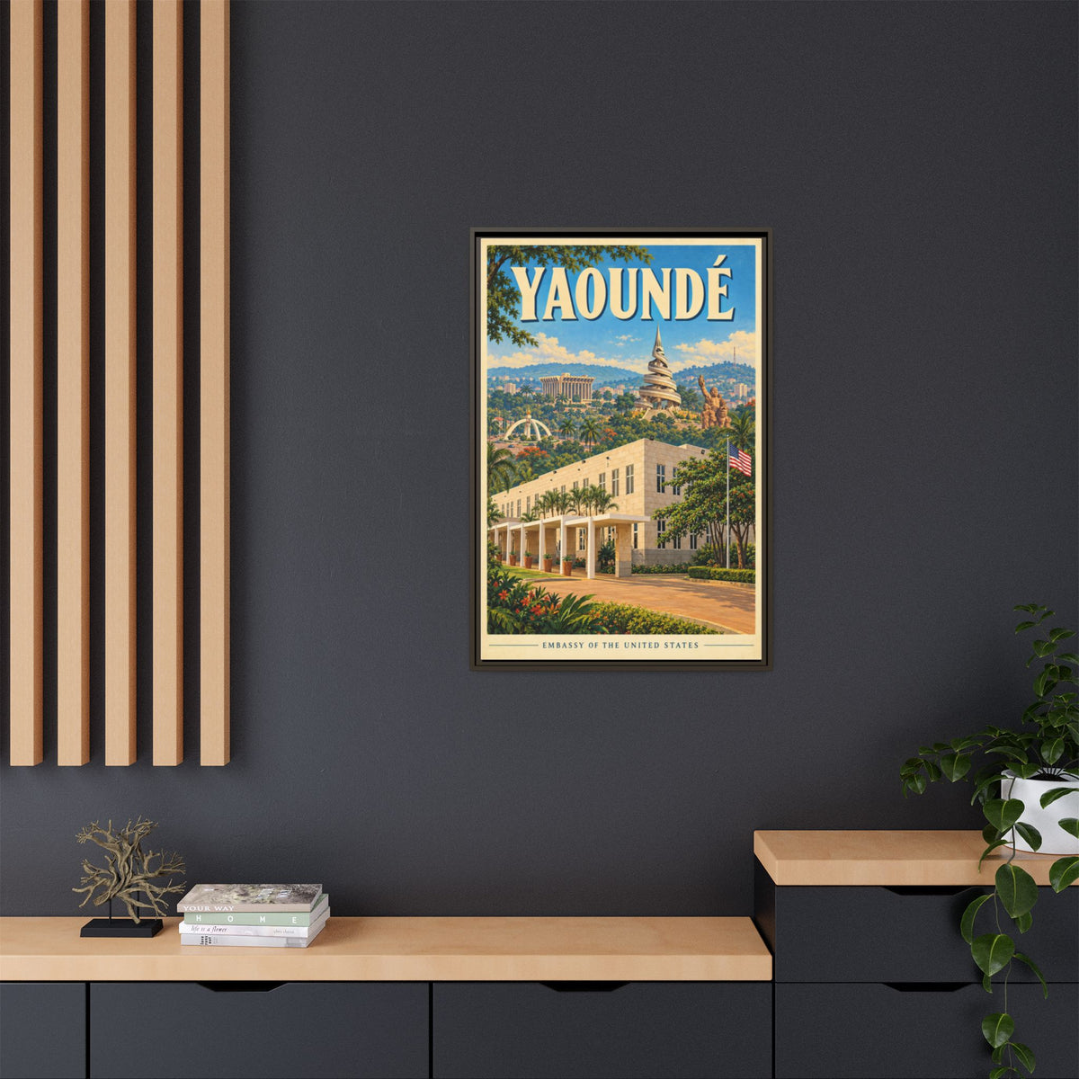 Yaoundé Embassy Wrapped Canvas Framed