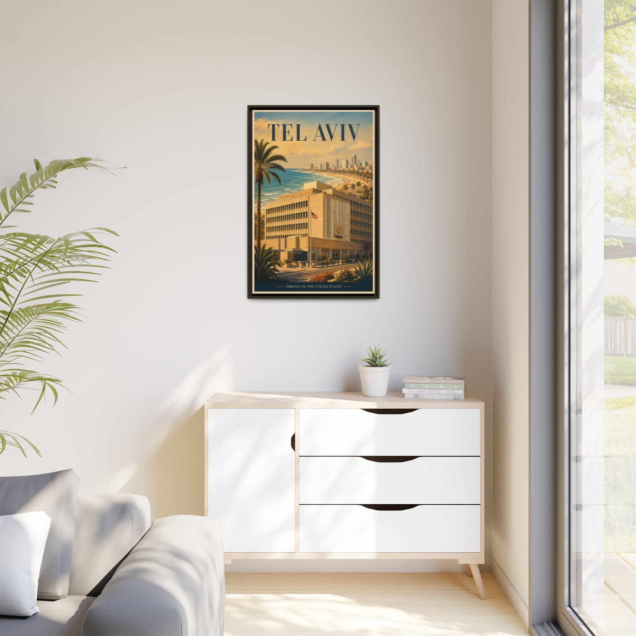 Tel Aviv Embassy Wrapped Canvas Framed