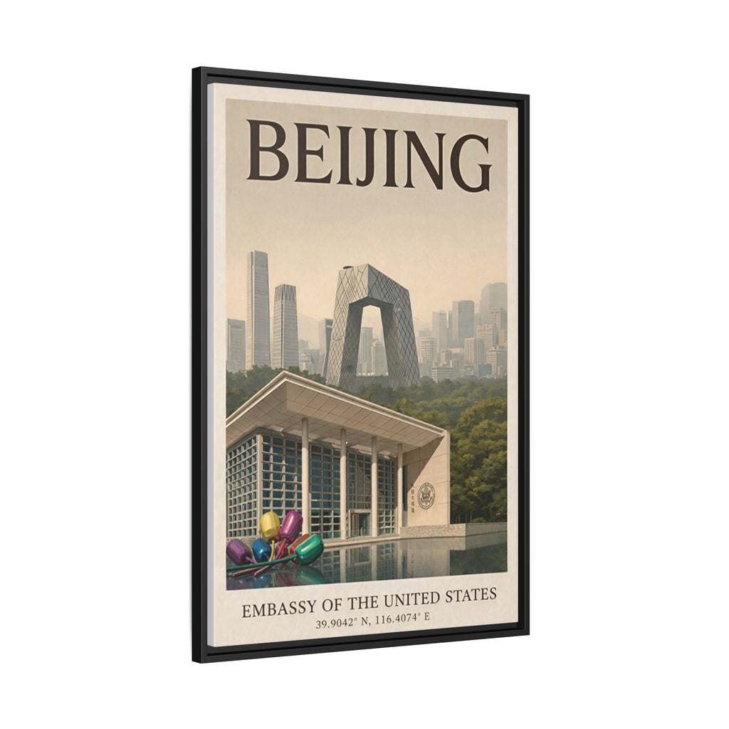 Beijing Embassy Wrapped Canvas Framed