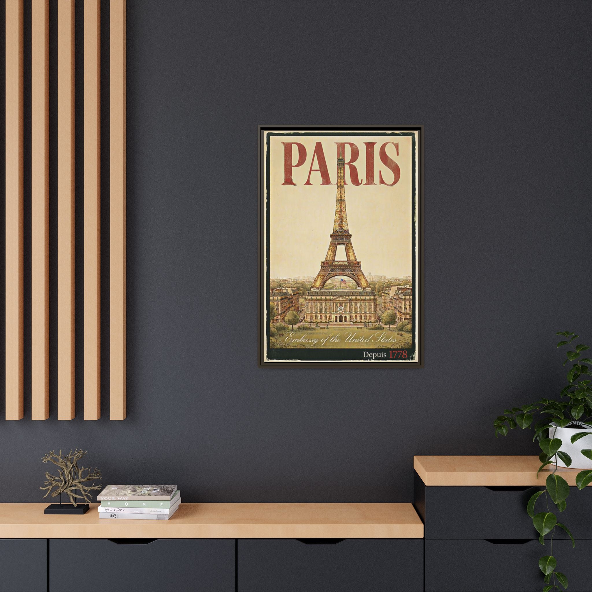 Paris Embassy Wrapped Canvas Framed