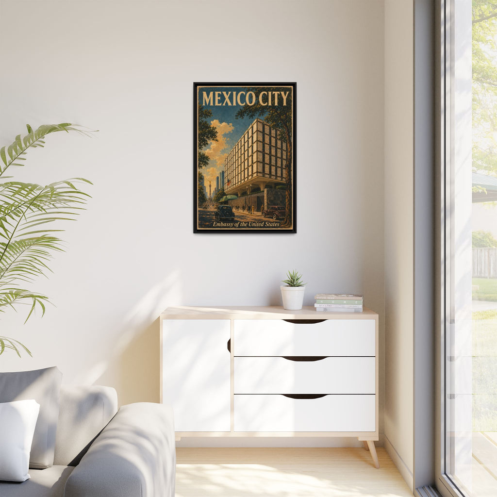 Mexico City Embassy Wrapped Canvas Framed