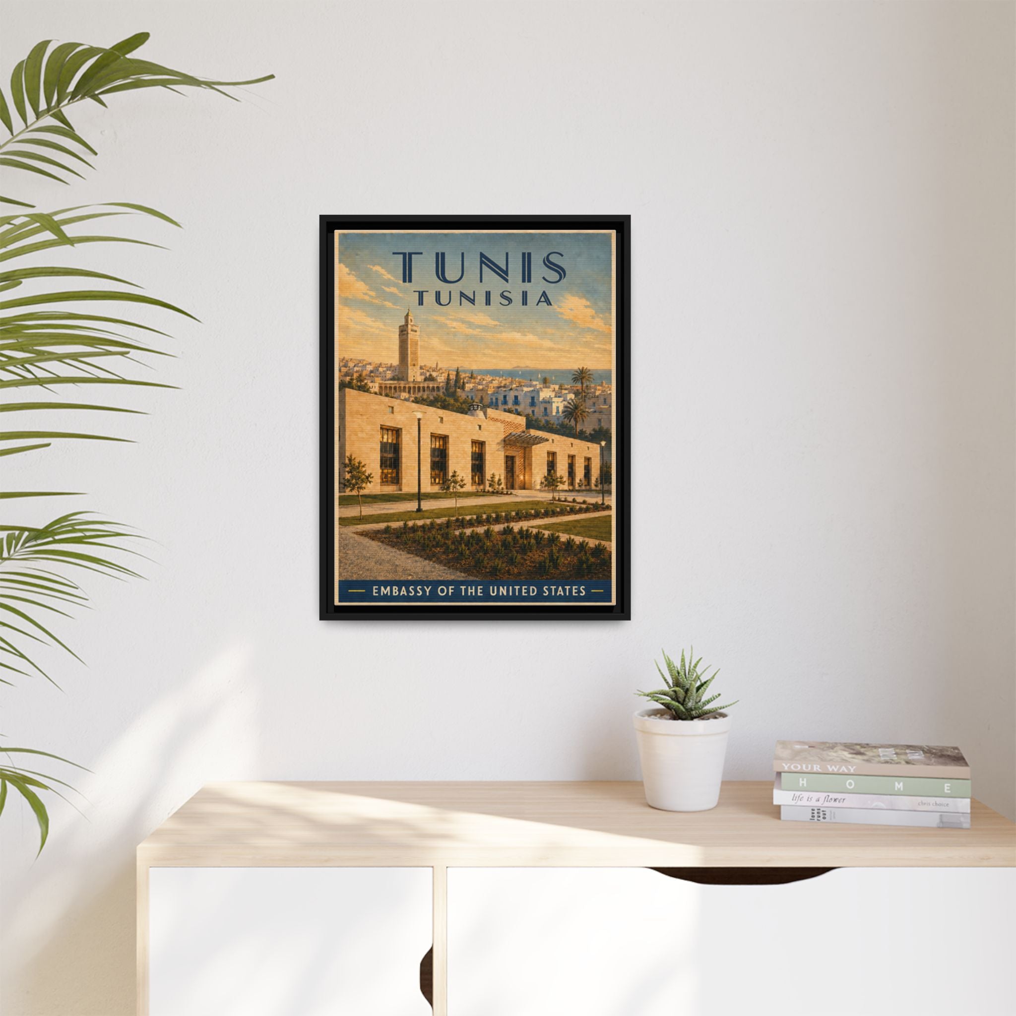 Tunis Embassy Wrapped Canvas Framed