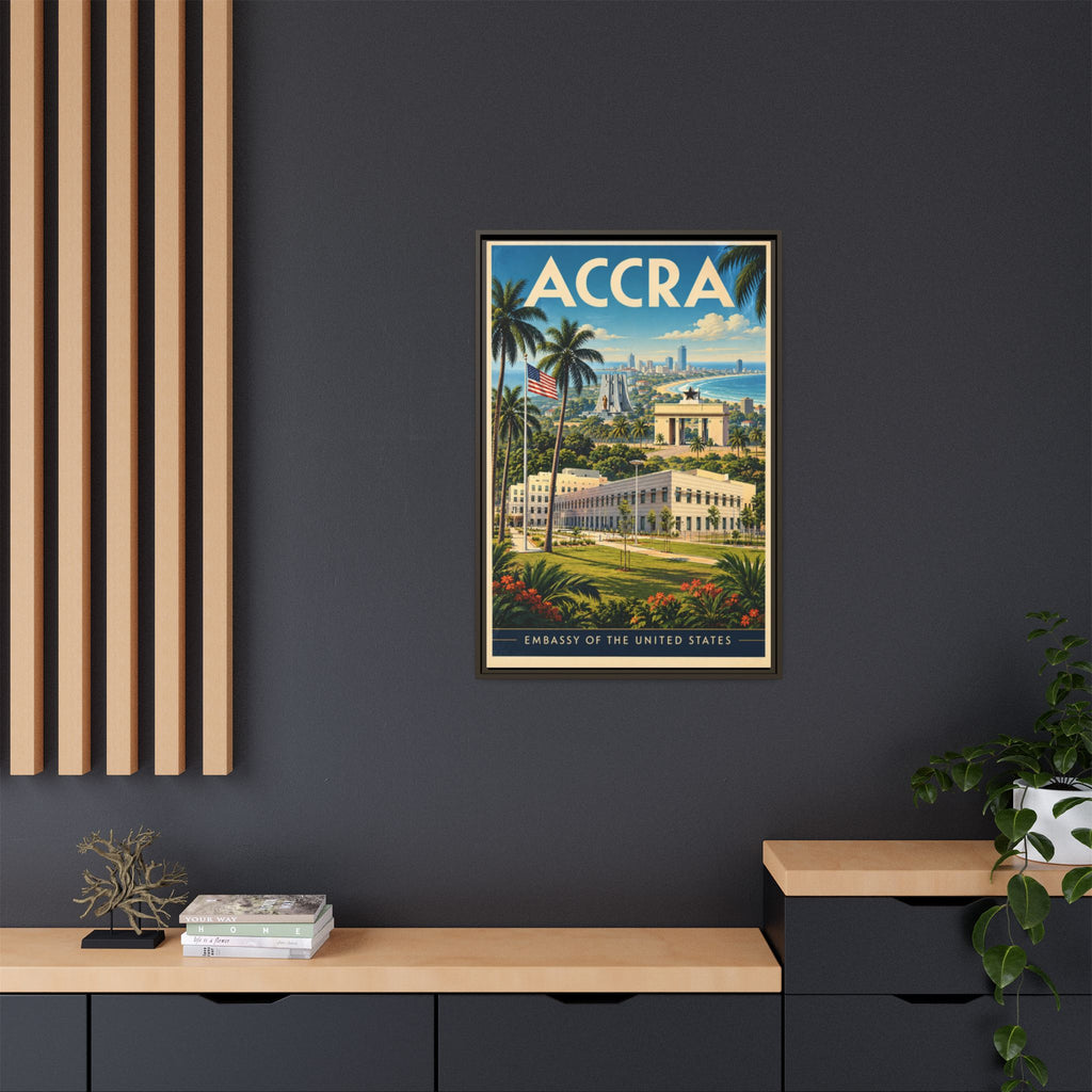 Accra Embassy Wrapped Canvas Framed
