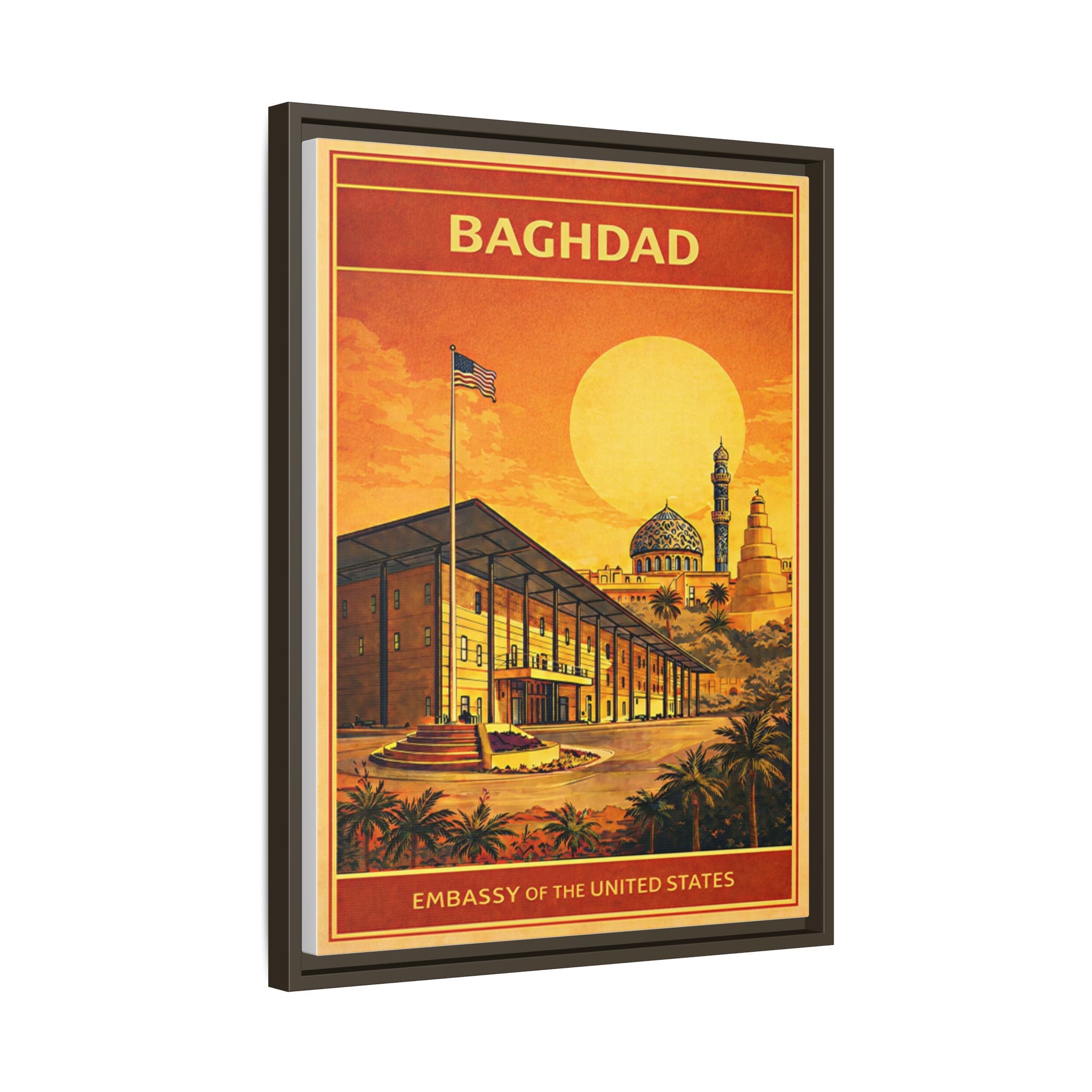Baghdad Embassy Wrapped Canvas Framed