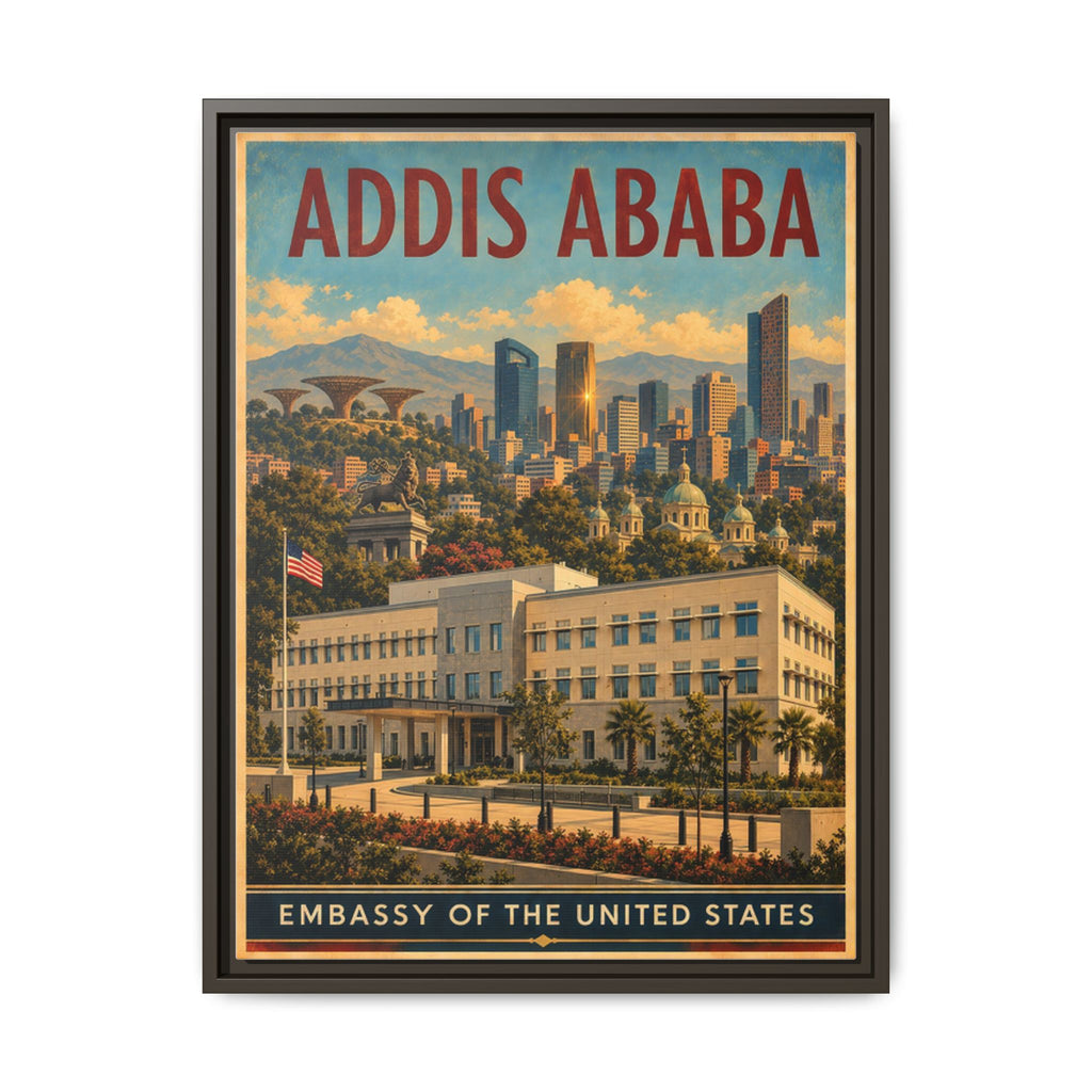 Addis Ababa Embassy Wrapped Canvas Framed