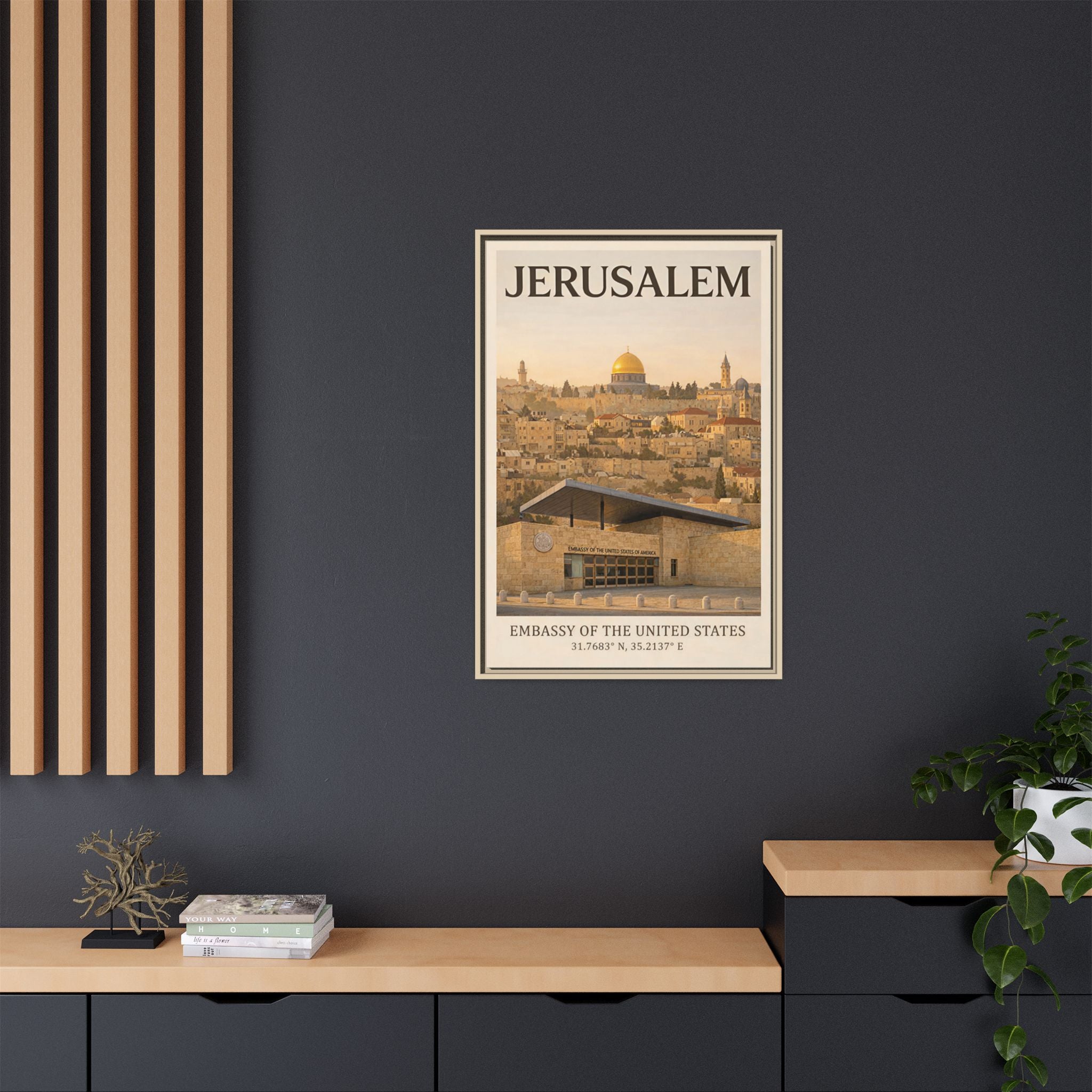 Jerusalem Embassy Wrapped Canvas Framed