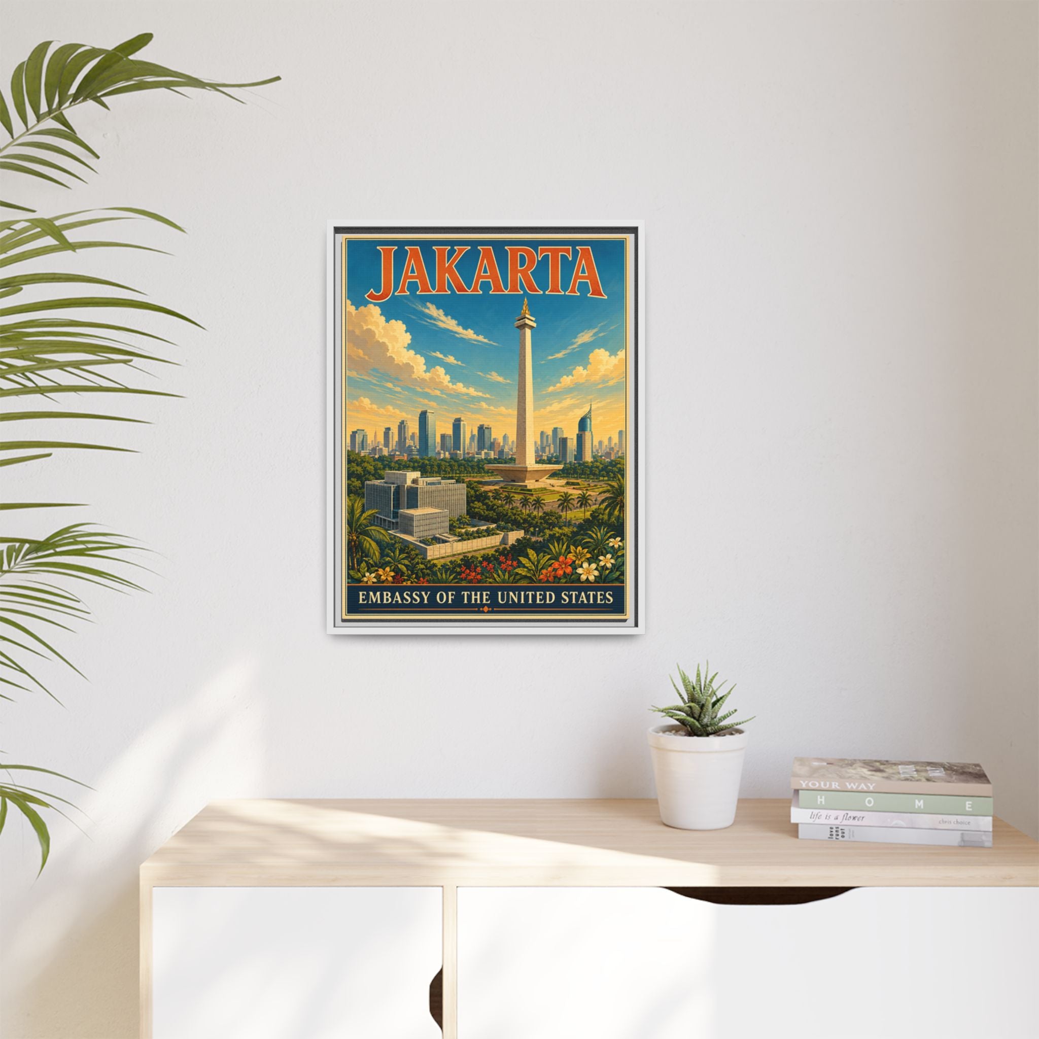 Jakarta Embassy Wrapped Canvas Framed