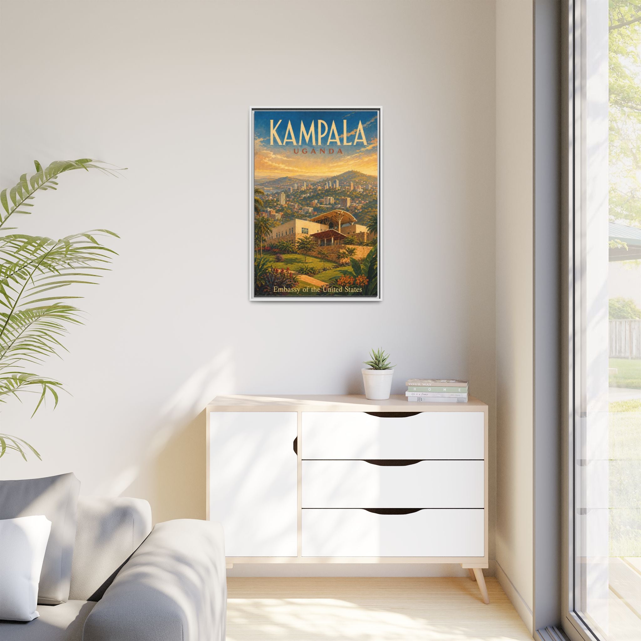 Kampala Uganda Embassy Wrapped Canvas Framed