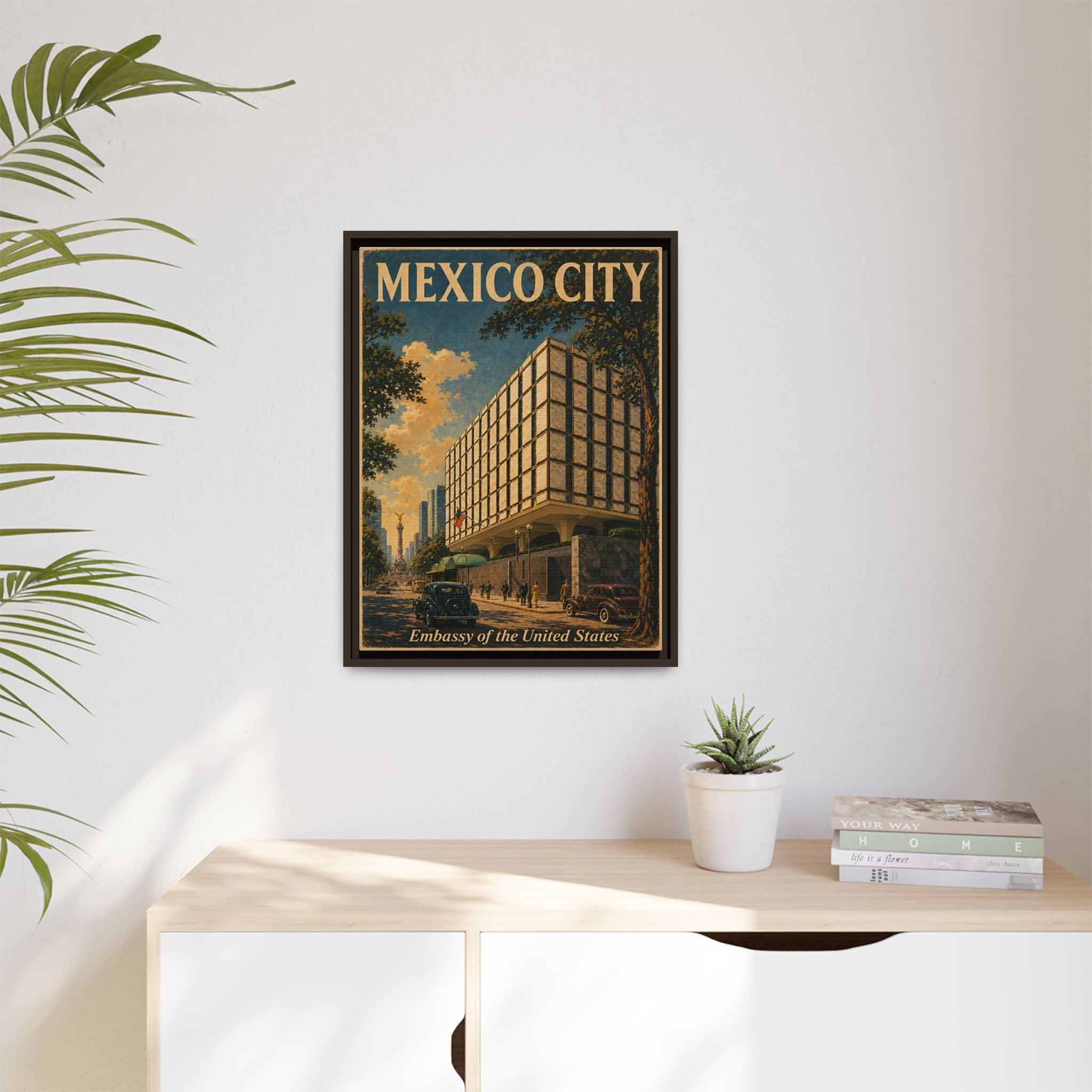 Mexico City Embassy Wrapped Canvas Framed