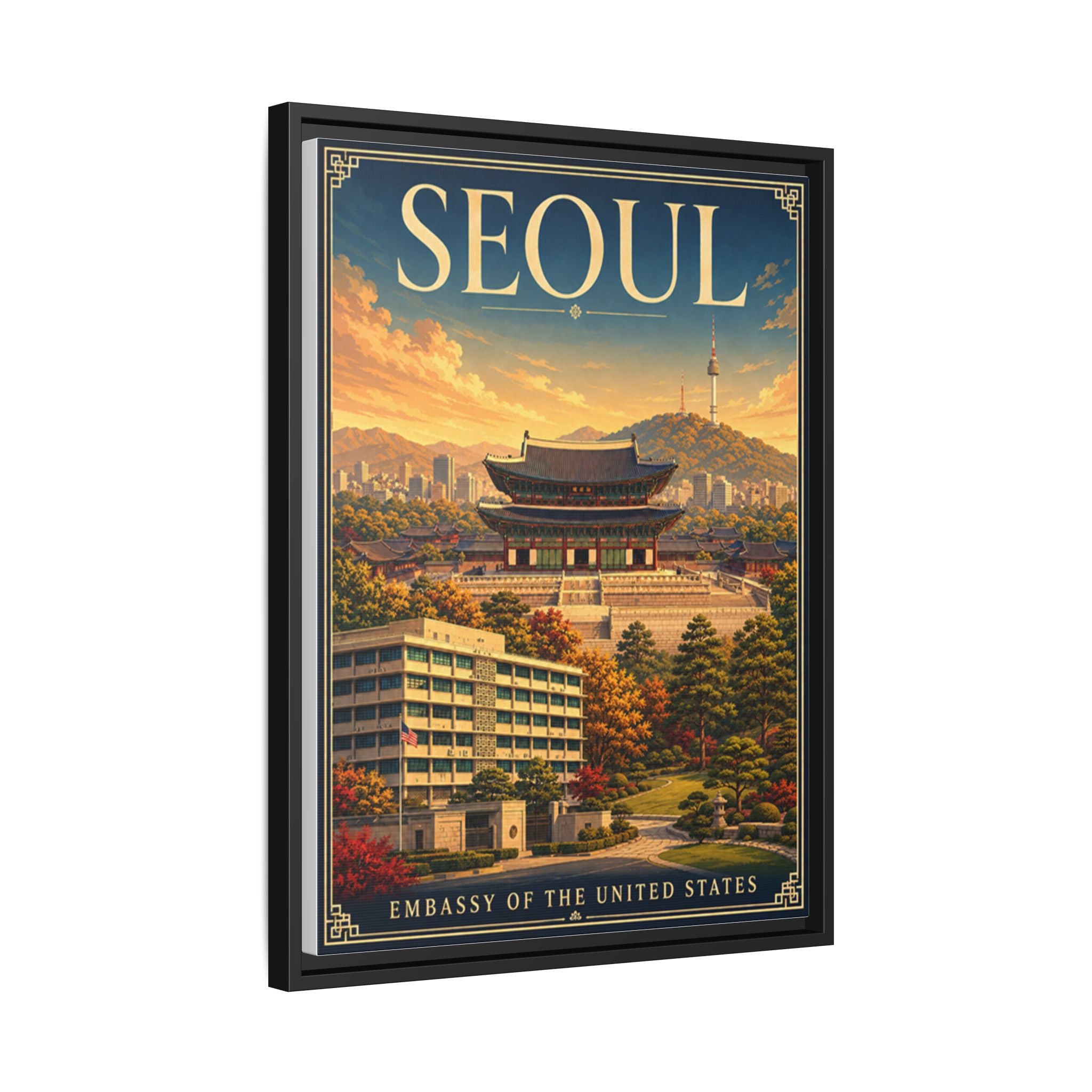 Seoul Embassy Wrapped Canvas Framed