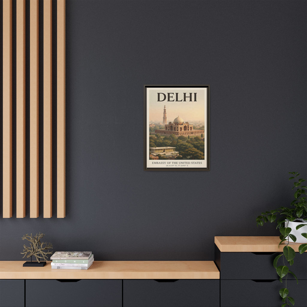 Delhi Embassy Wrapped Canvas Framed