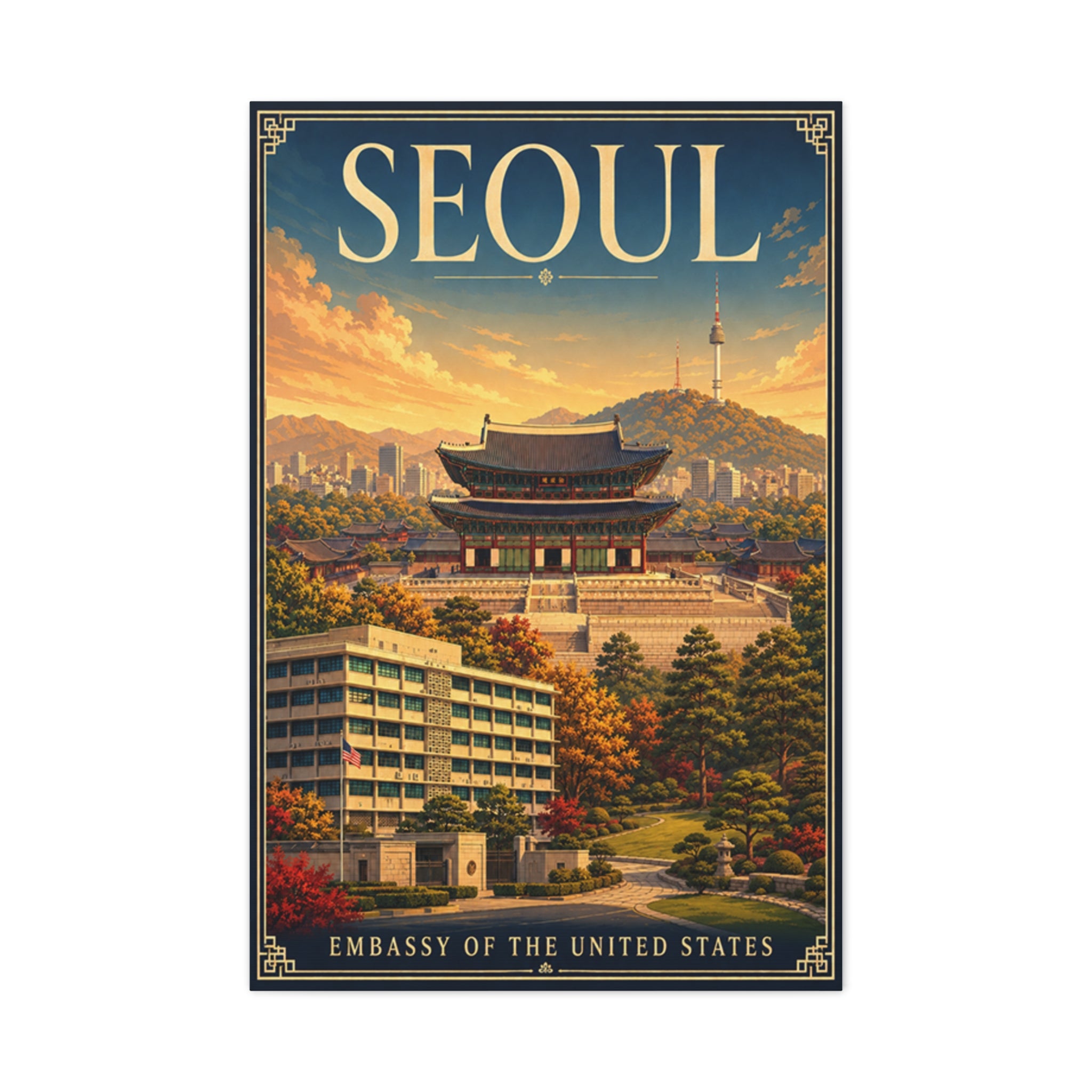 Seoul Embassy Wrapped Canvas