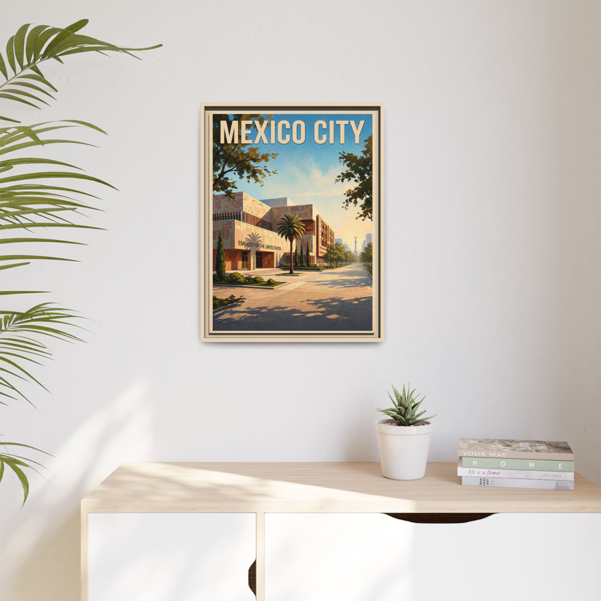 Mexico City Embassy Wrapped Canvas Framed