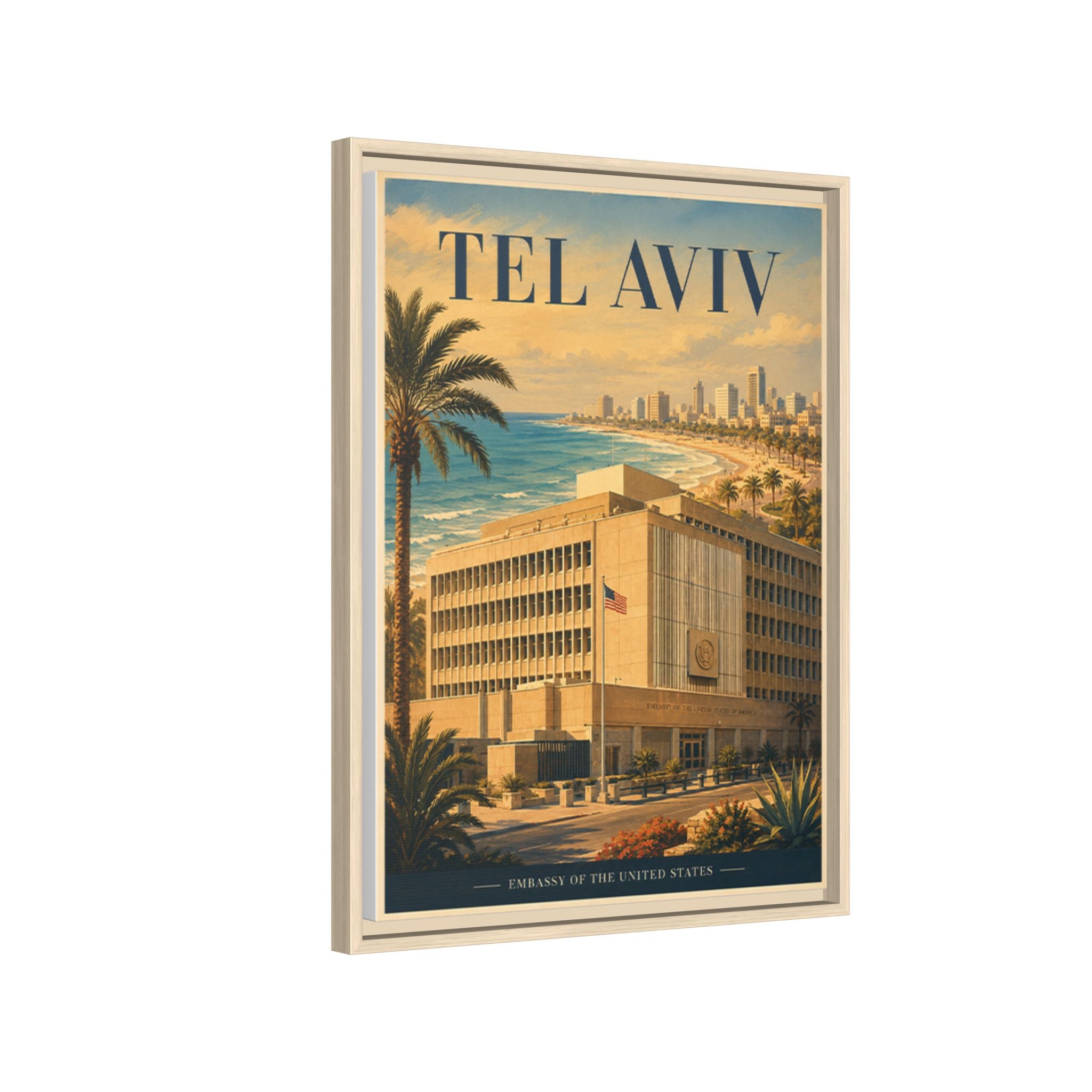 Tel Aviv Embassy Wrapped Canvas Framed