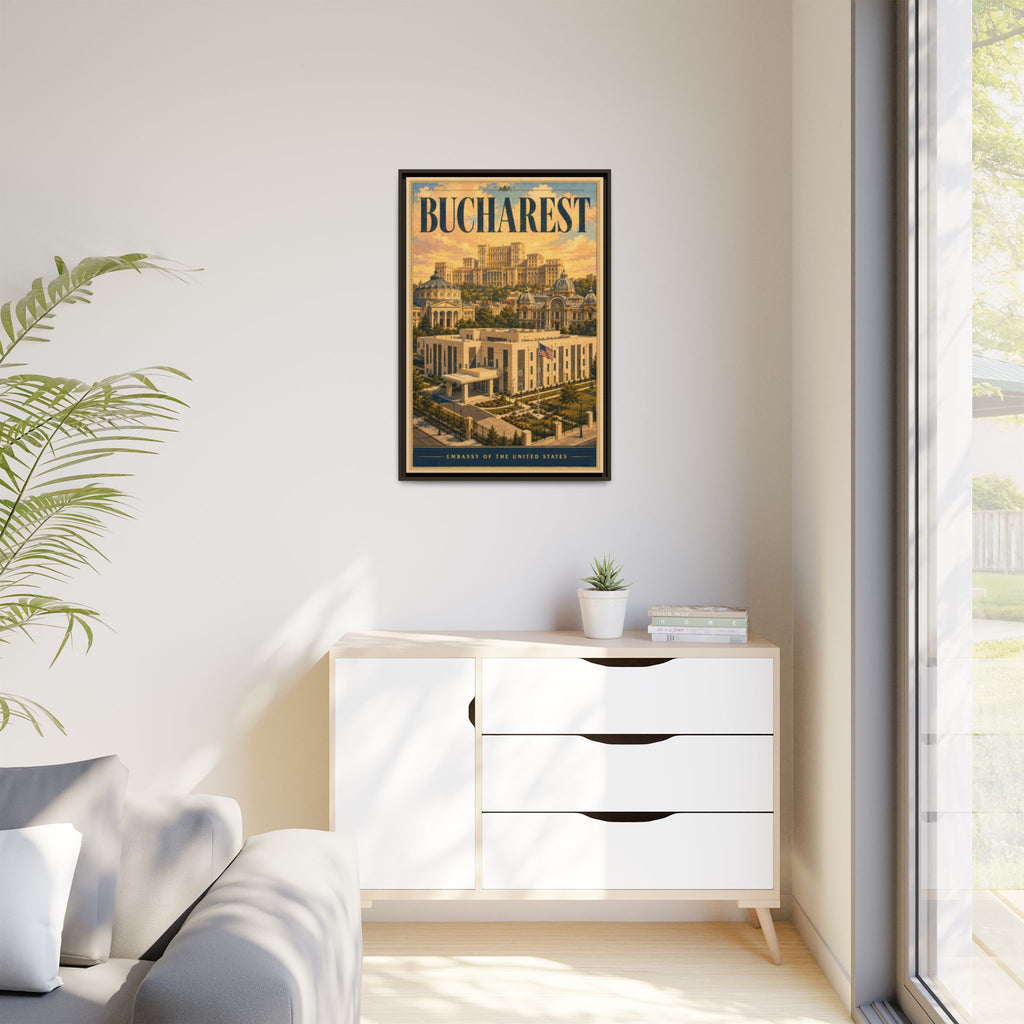 Bucharest Embassy Wrapped Canvas Framed