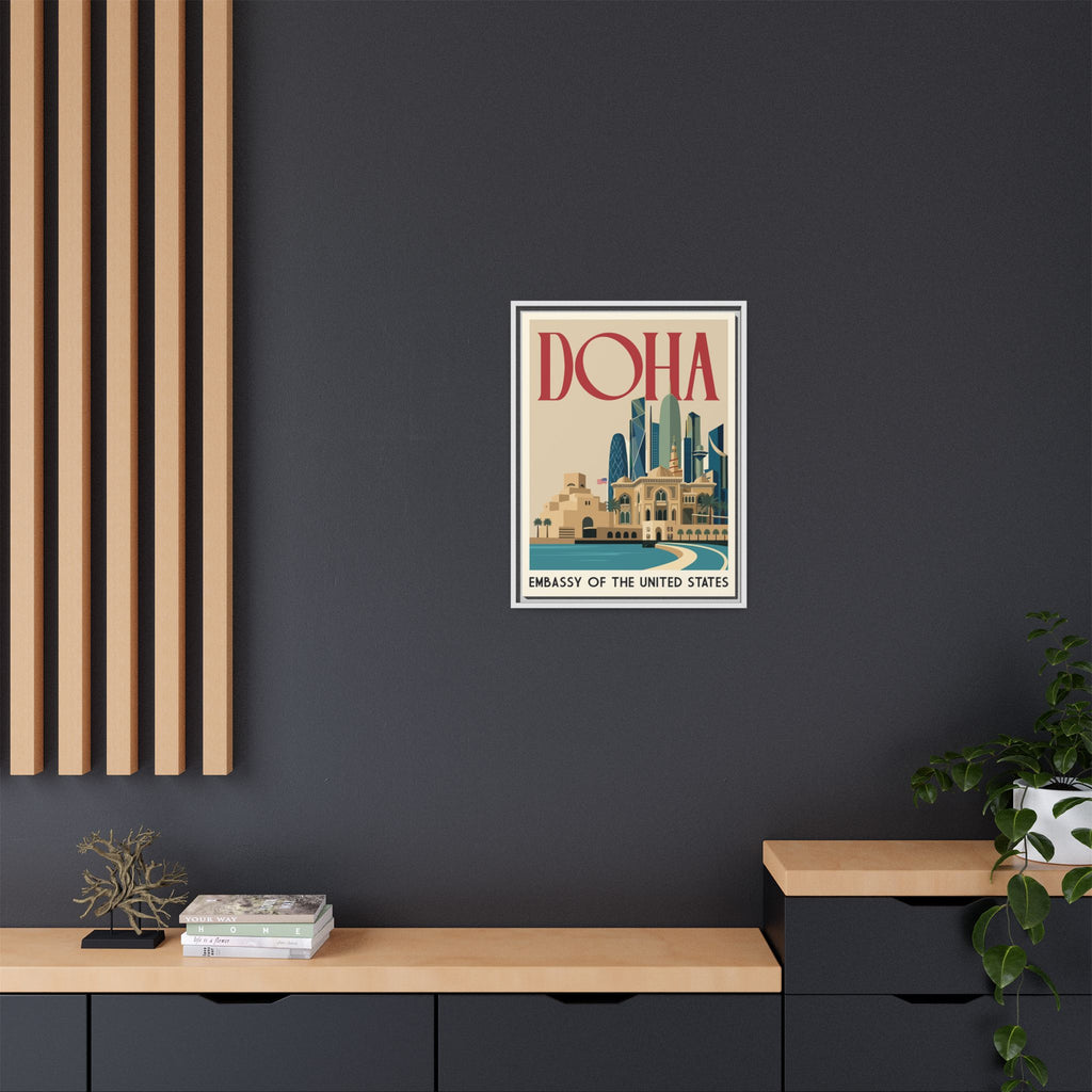 Doha Embassy Wrapped Canvas Framed