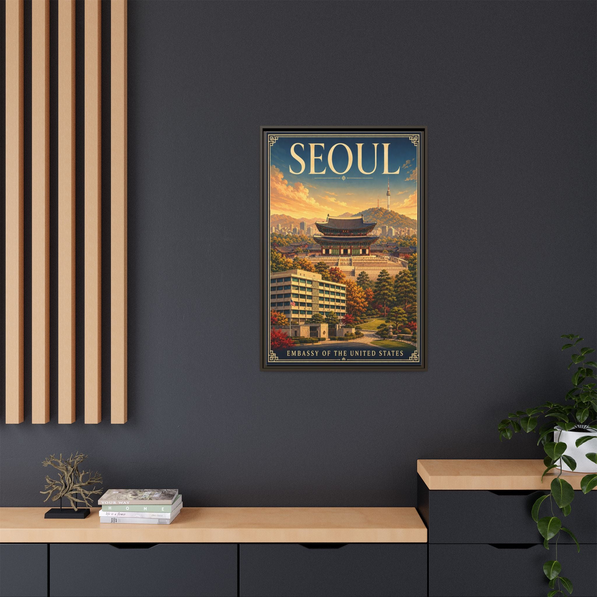Seoul Embassy Wrapped Canvas Framed