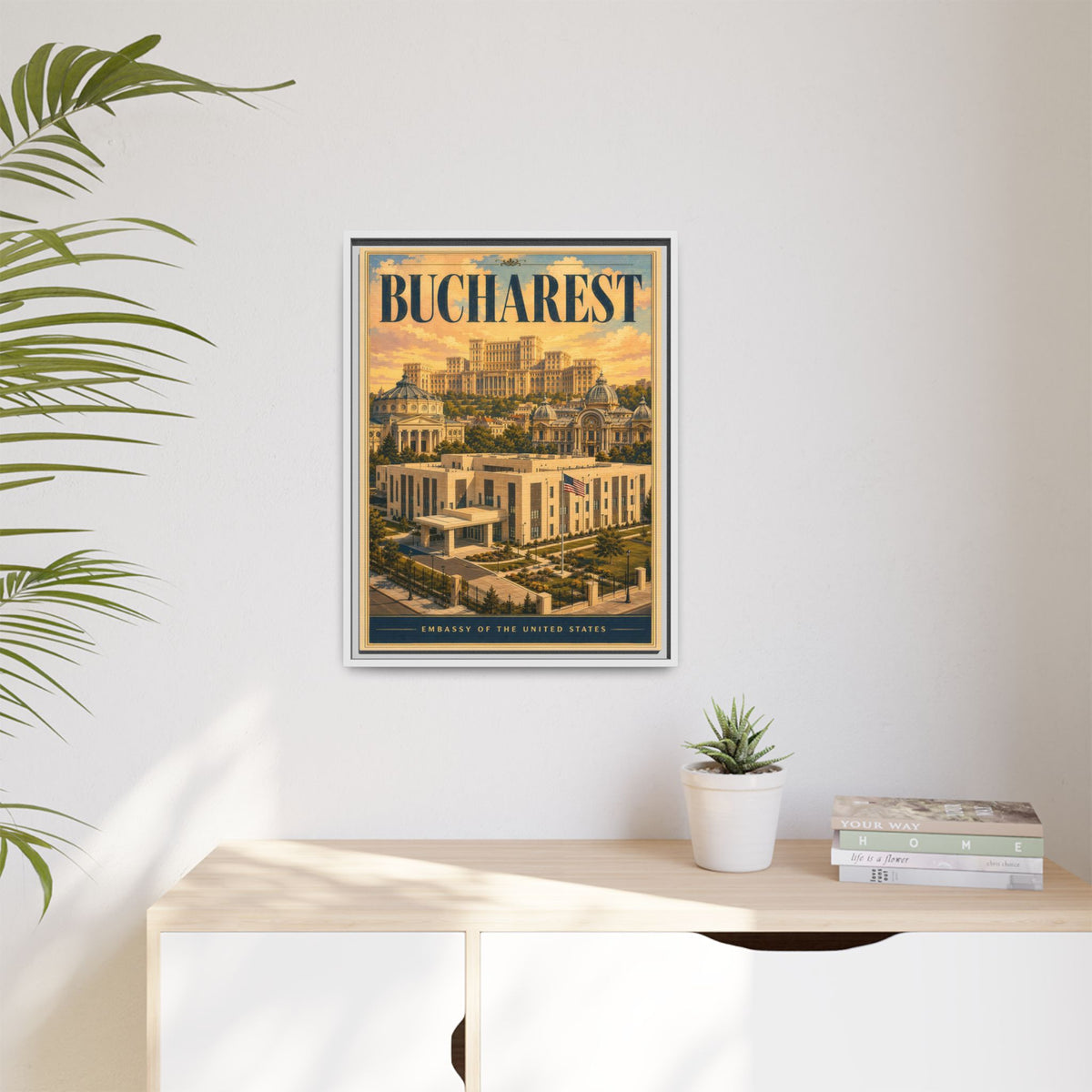 Bucharest Embassy Wrapped Canvas Framed
