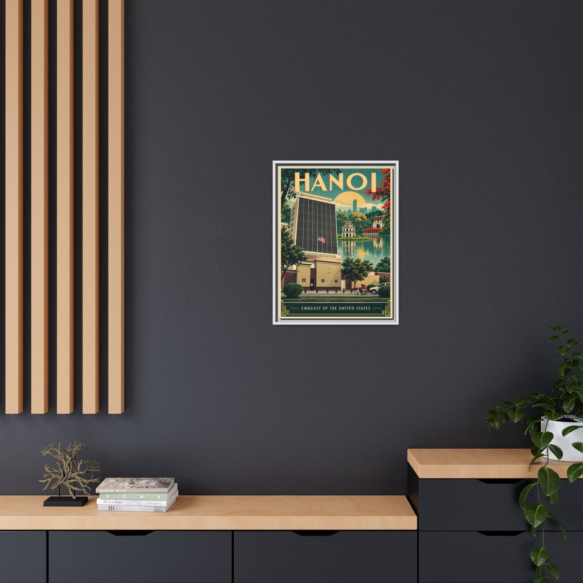 Hanoi Embassy Wrapped Canvas Framed