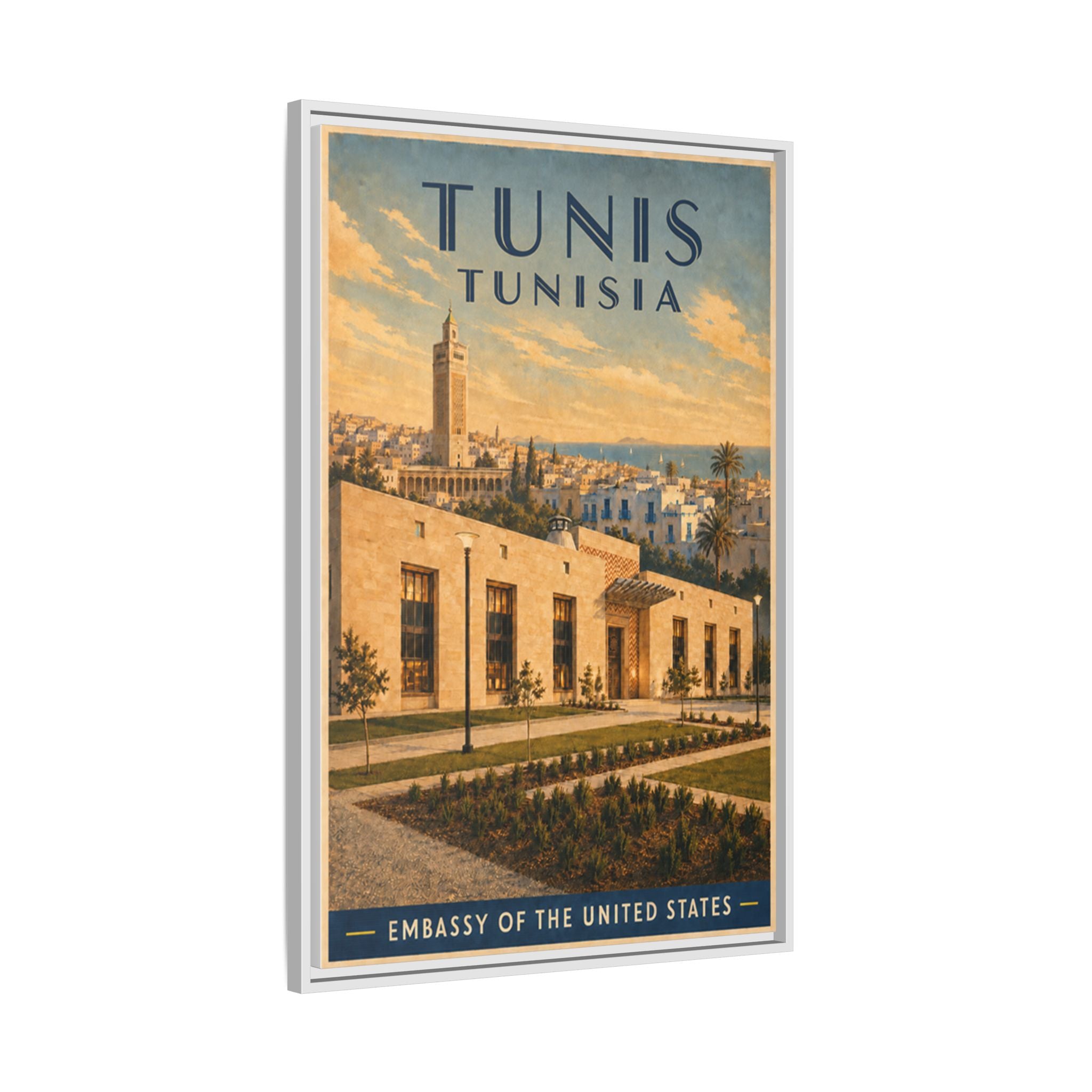 Tunis Embassy Wrapped Canvas Framed