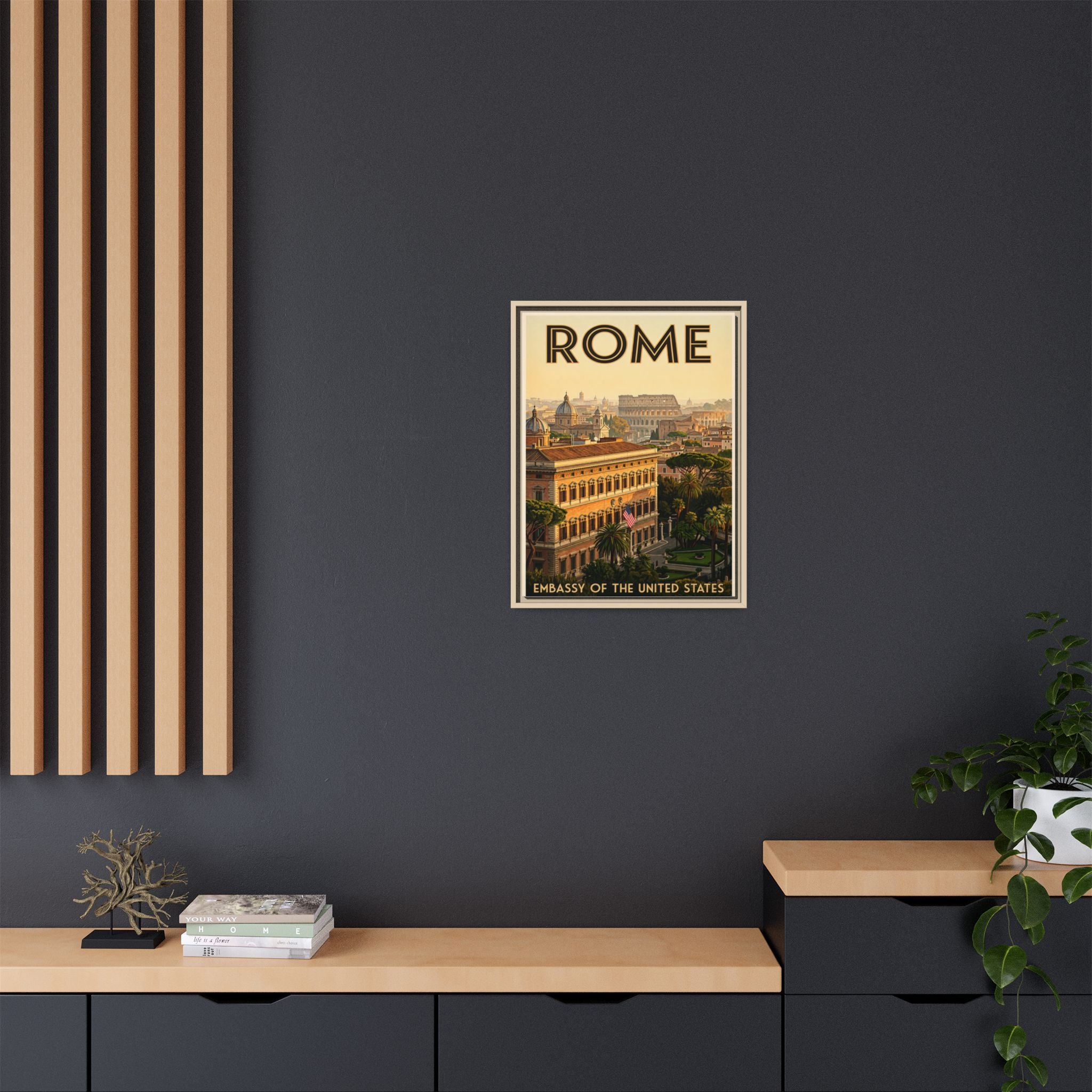Rome Embassy Wrapped Canvas Framed