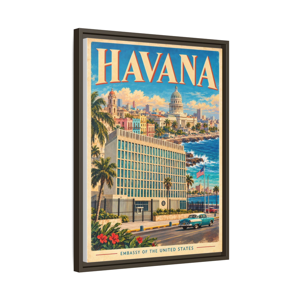 Havana Embassy Wrapped Canvas Framed