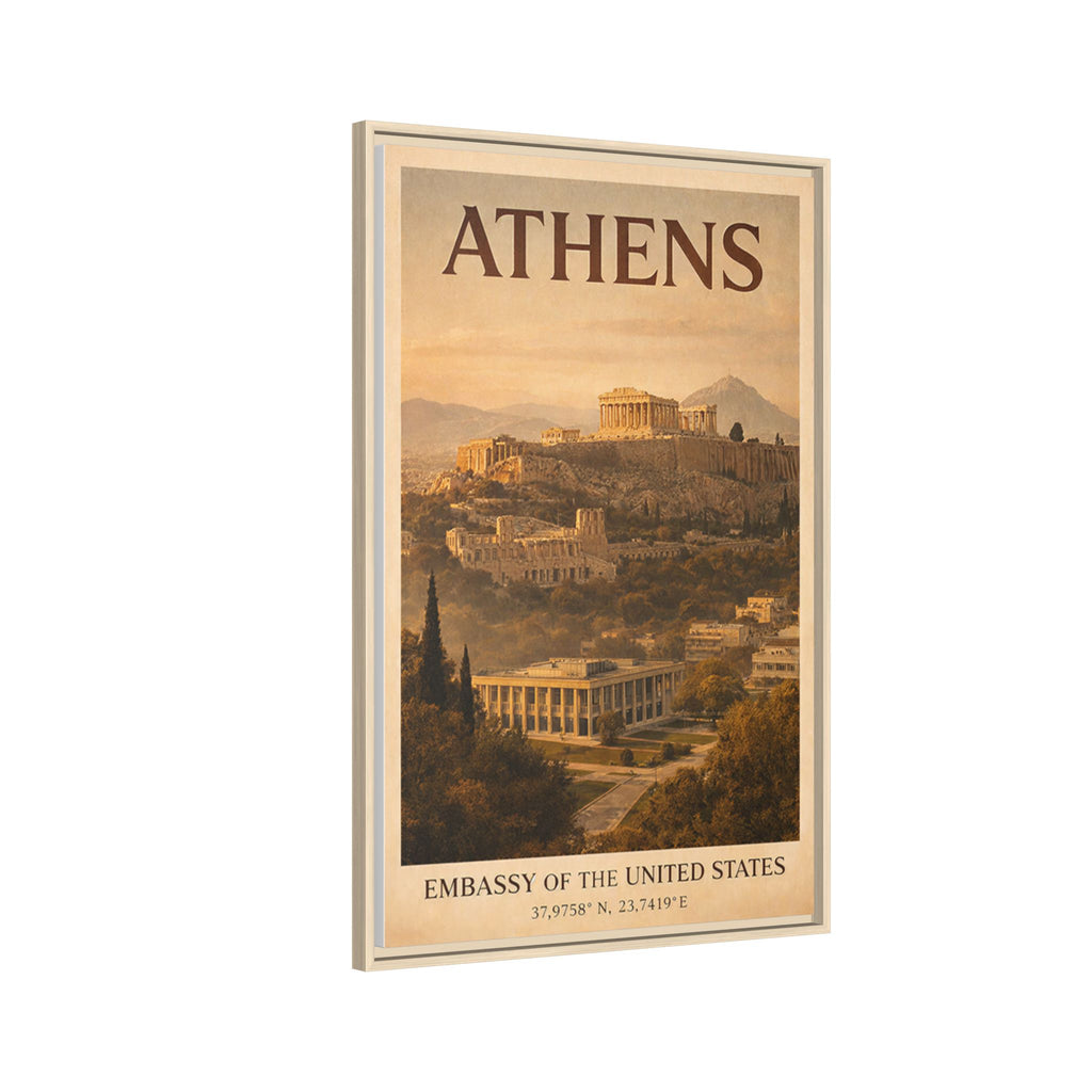 Athens Embassy Wrapped Canvas Framed