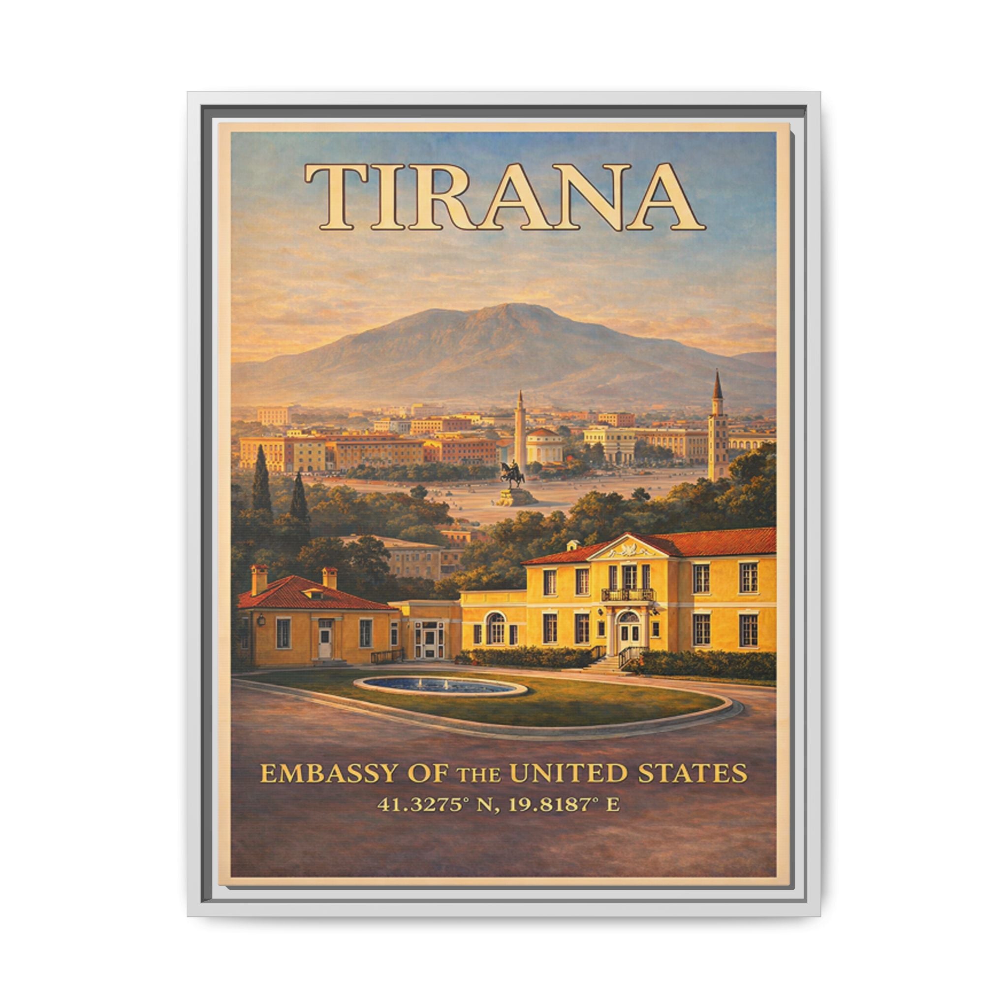 Tirana Embassy Wrapped Canvas Framed