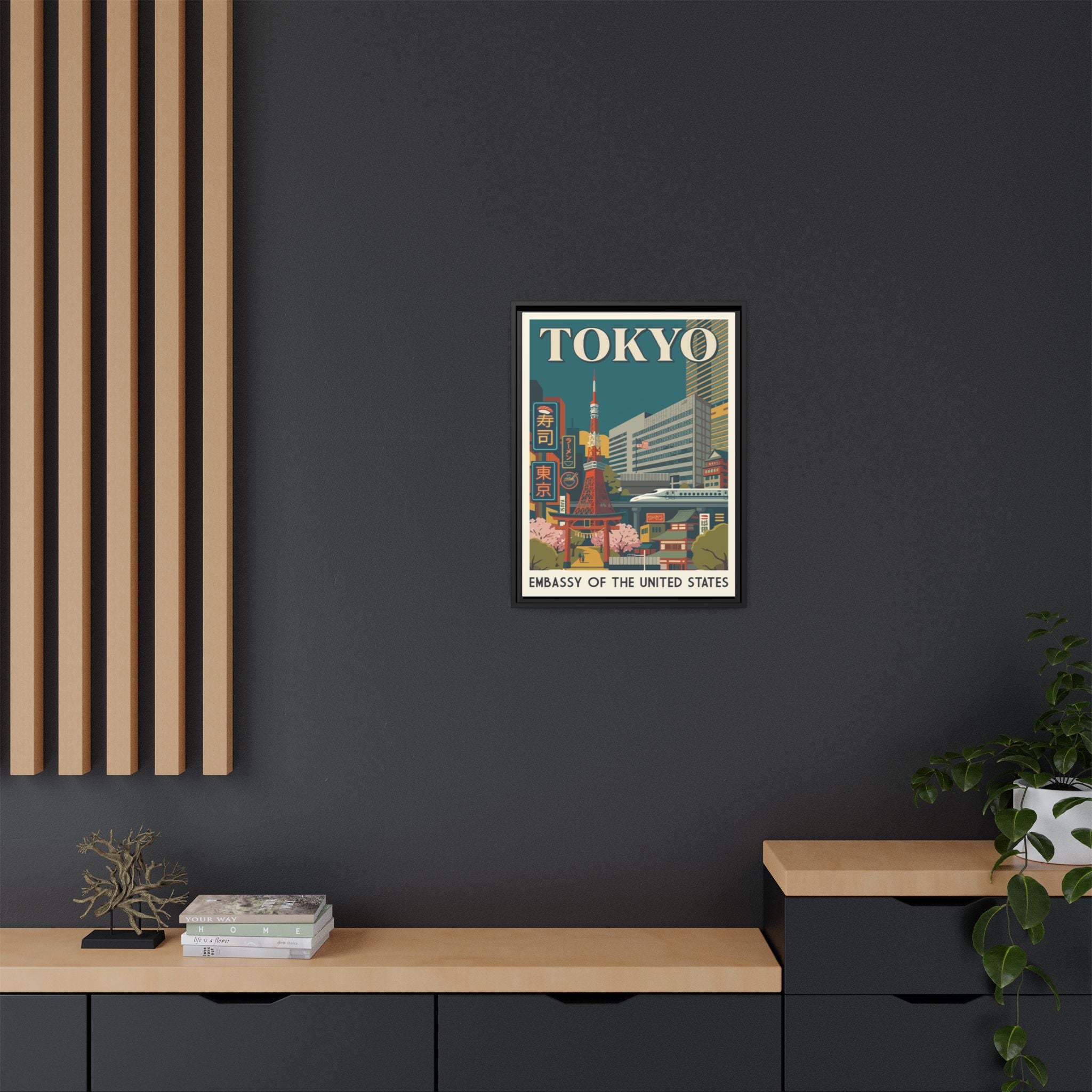 Tokyo Embassy Wrapped Canvas Framed