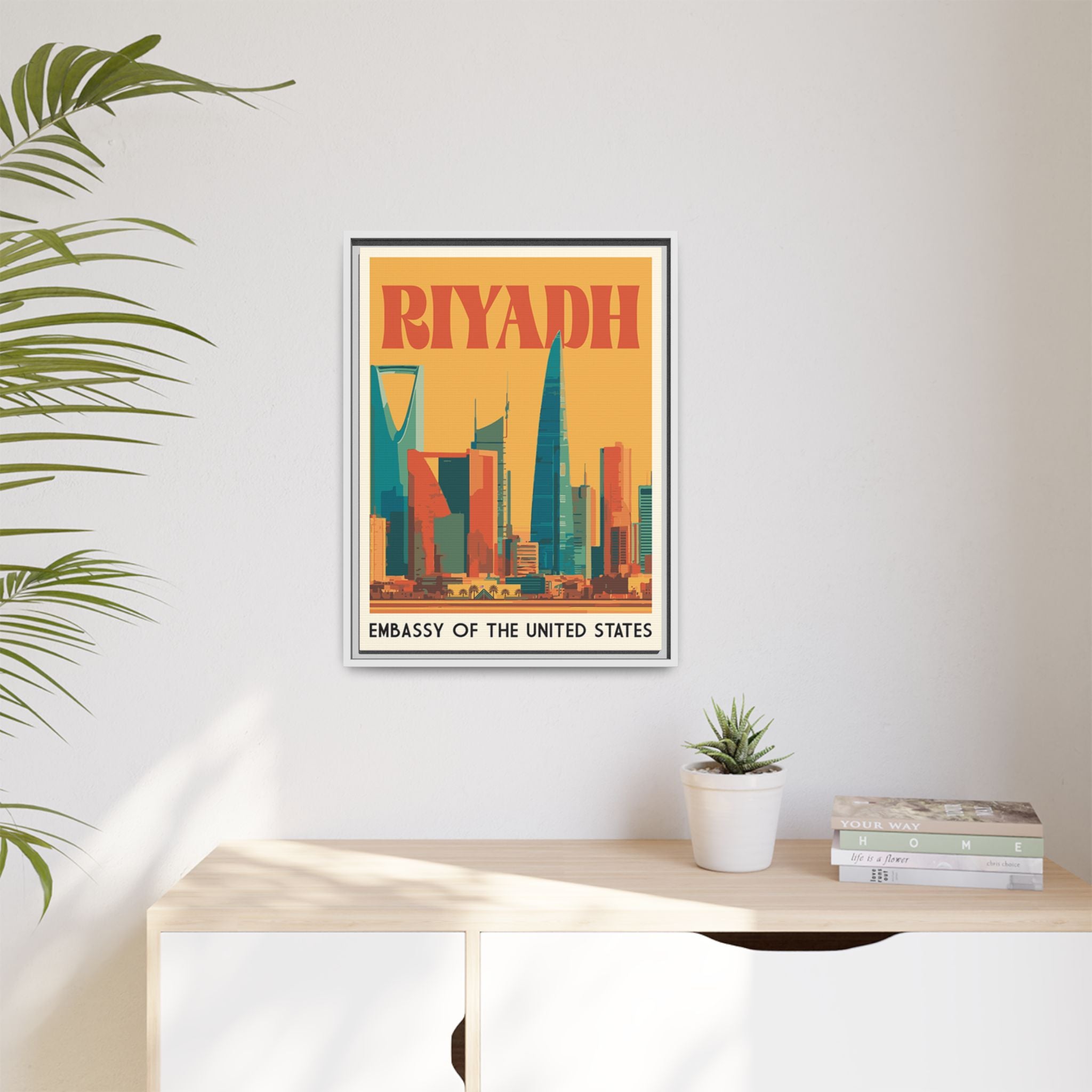 Riyadh Embassy Wrapped Canvas Framed