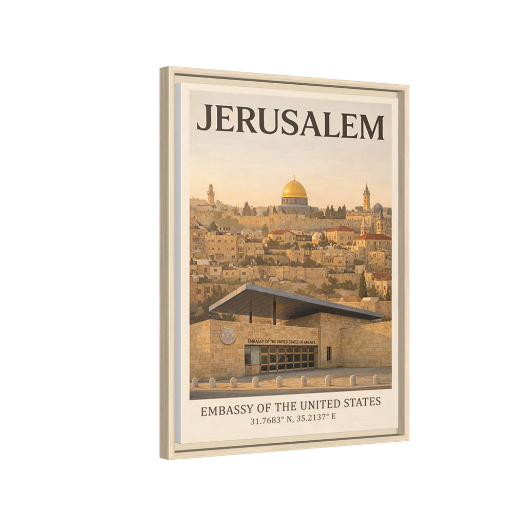 Jerusalem Embassy Wrapped Canvas Framed