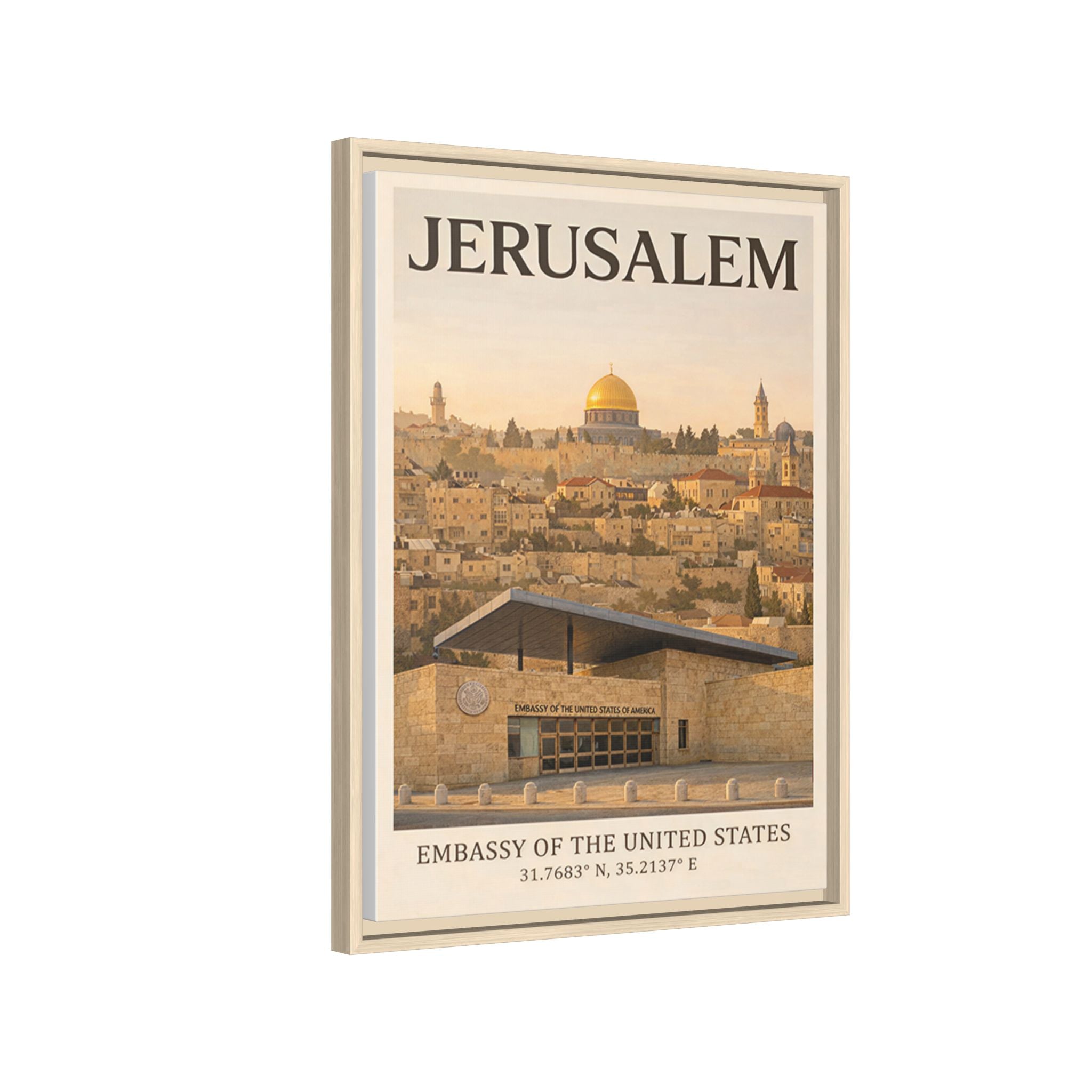 Jerusalem Embassy Wrapped Canvas Framed