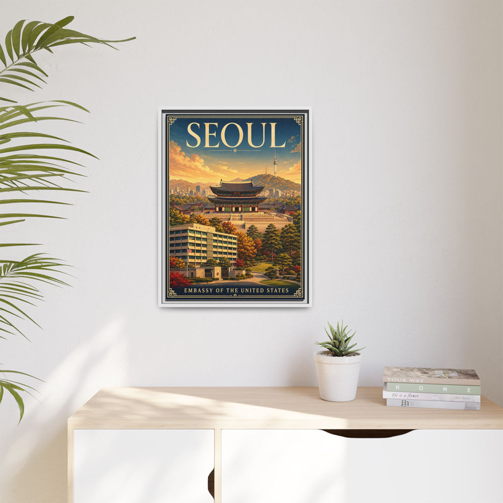 Seoul Embassy Wrapped Canvas Framed
