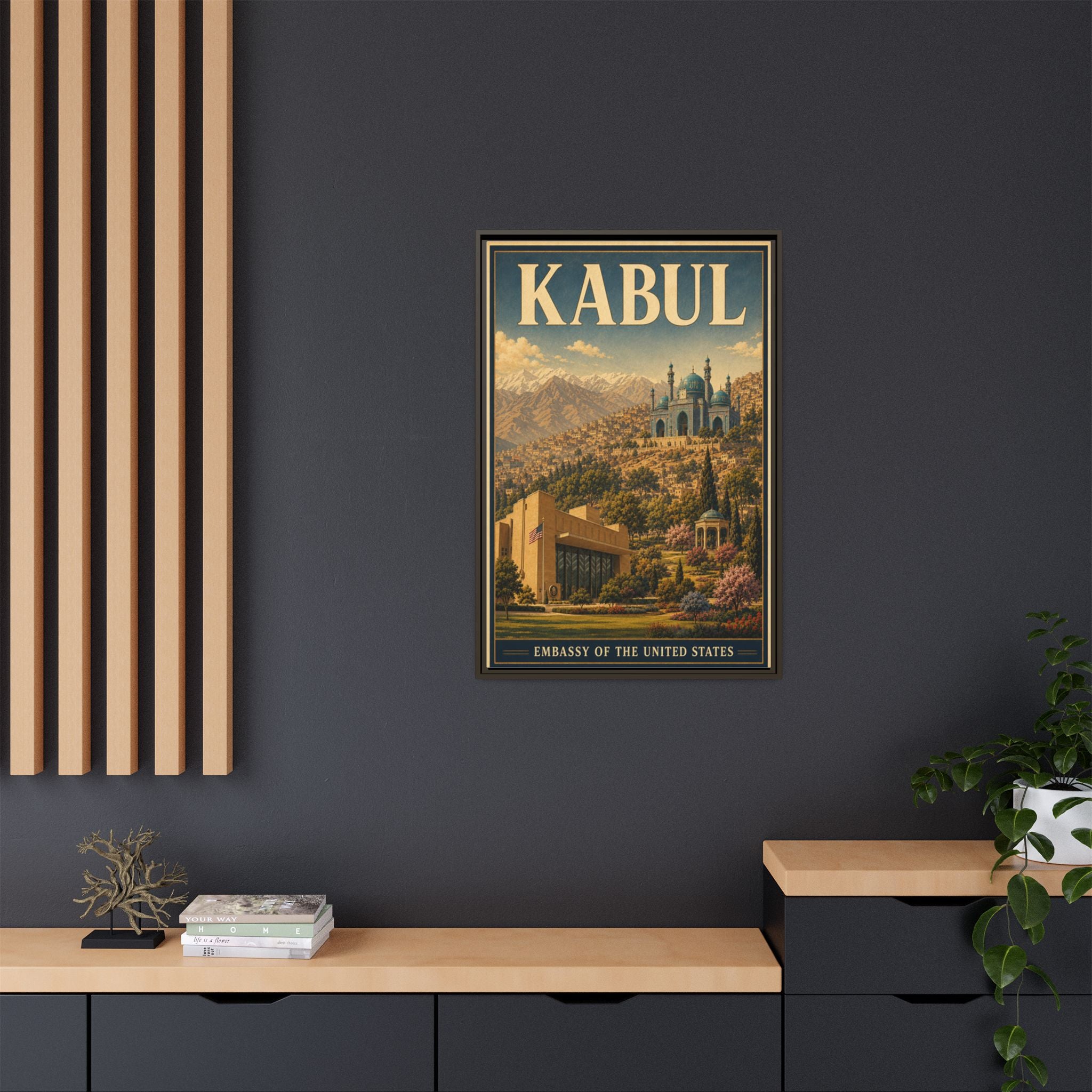 Kabul Embassy Wrapped Canvas Framed