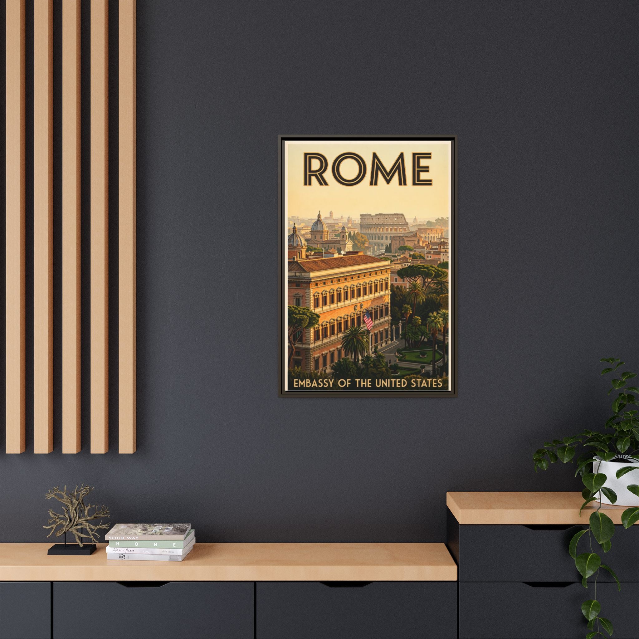 Rome Embassy Wrapped Canvas Framed