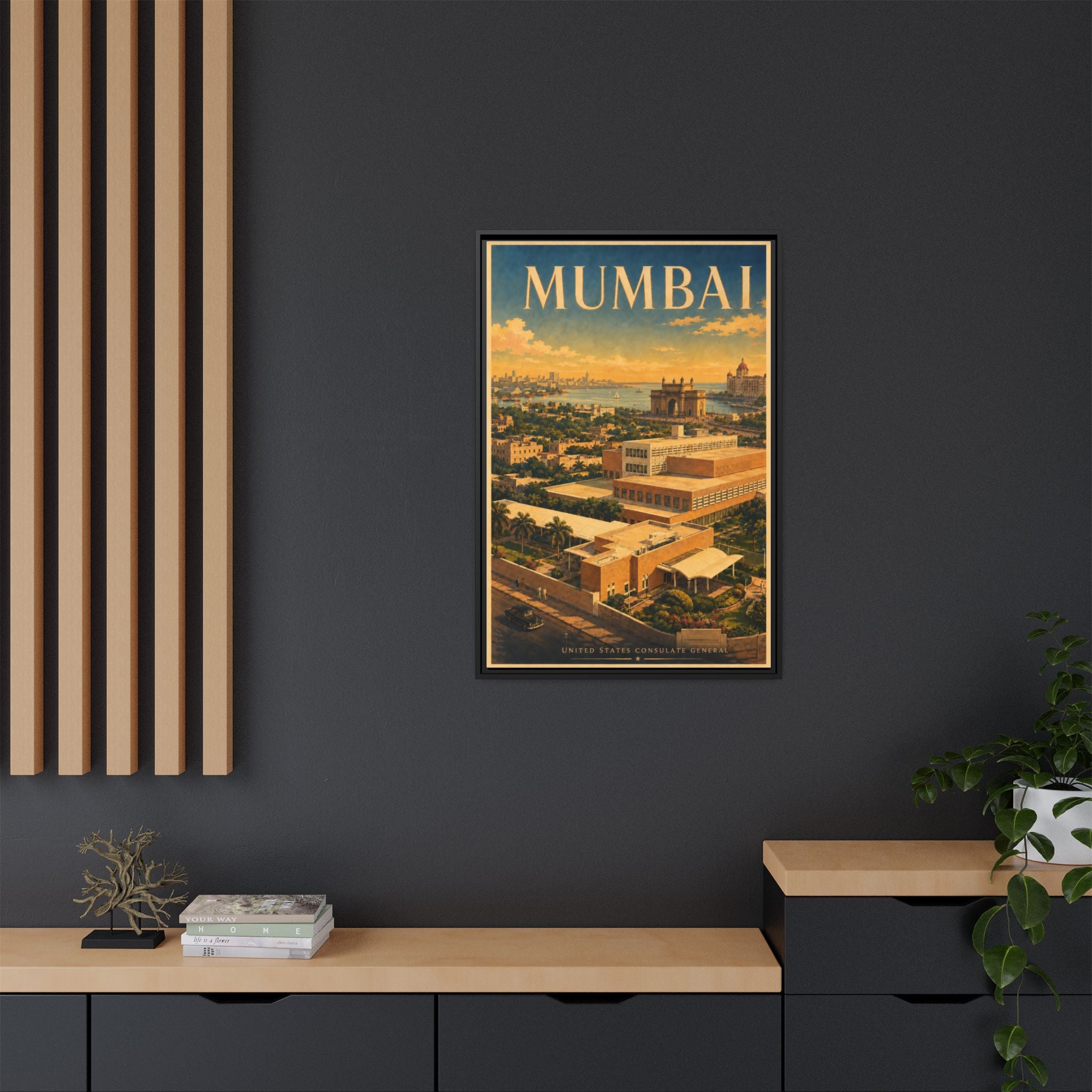 Mumbai Consulate General Wrapped Canvas Framed