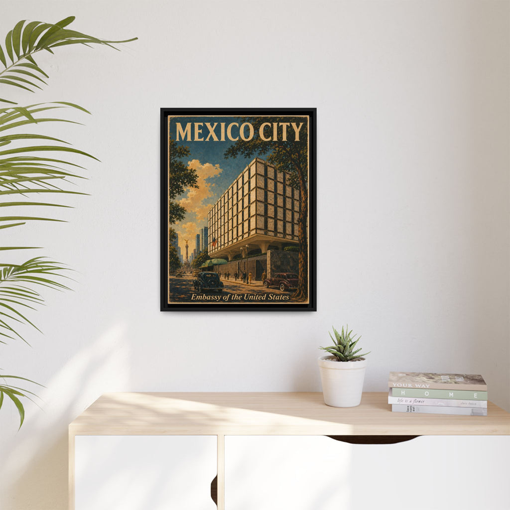 Mexico City Embassy Wrapped Canvas Framed