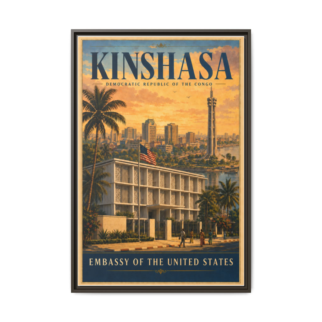 Kinshasa Embassy Wrapped Canvas Framed