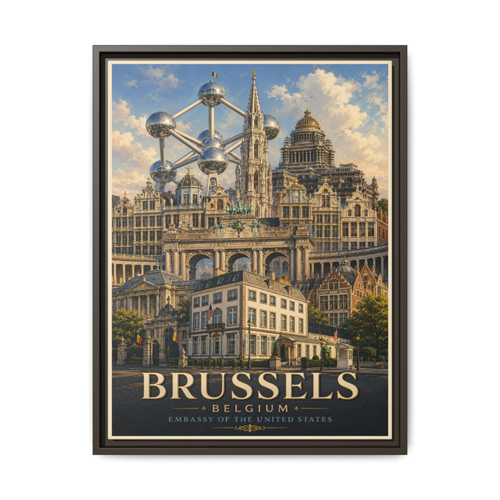 Brussels Embassy Wrapped Canvas Framed
