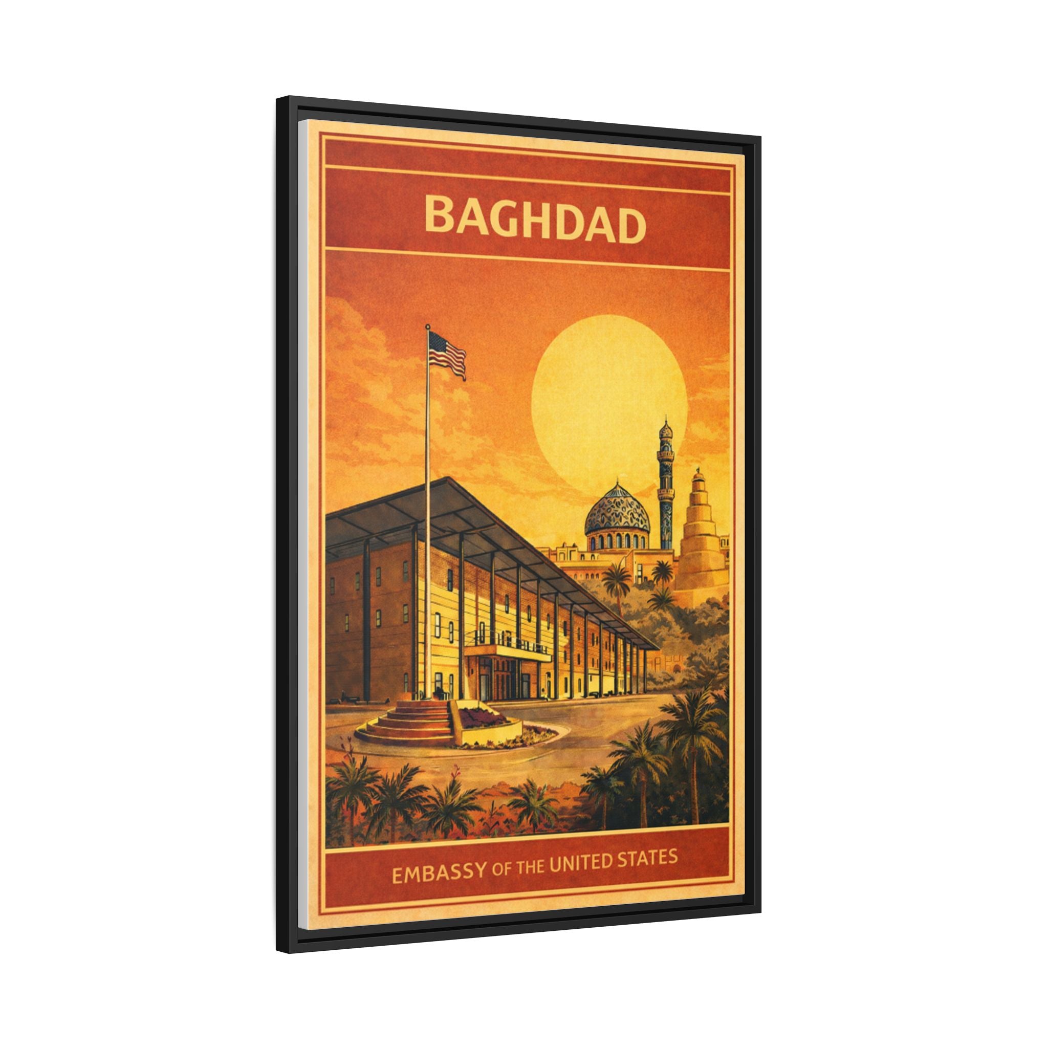 Baghdad Embassy Wrapped Canvas Framed