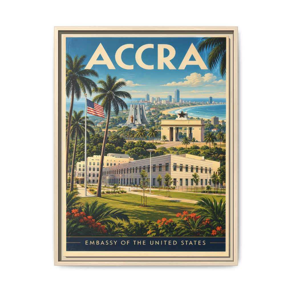 Accra Embassy Wrapped Canvas Framed