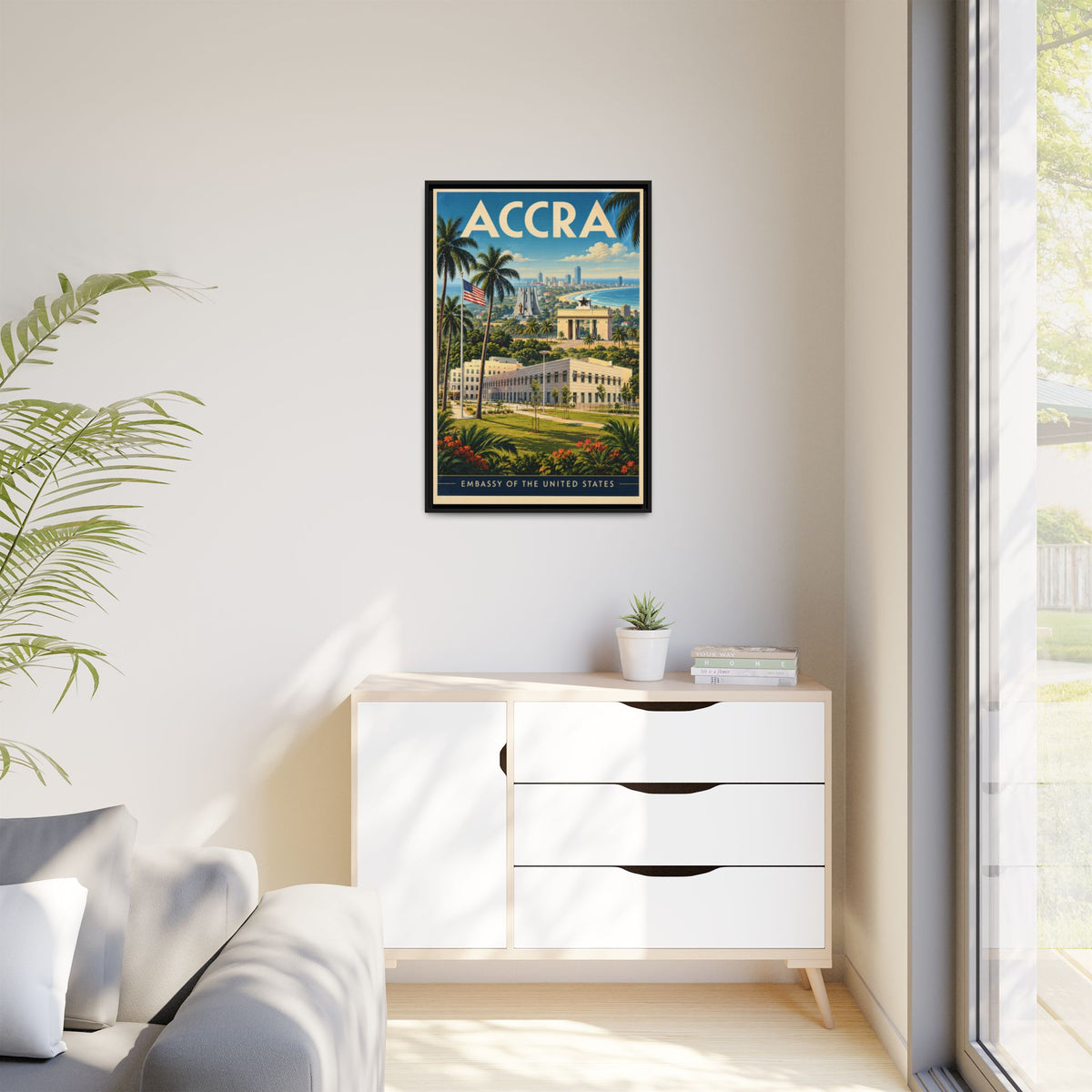 Accra Embassy Wrapped Canvas Framed