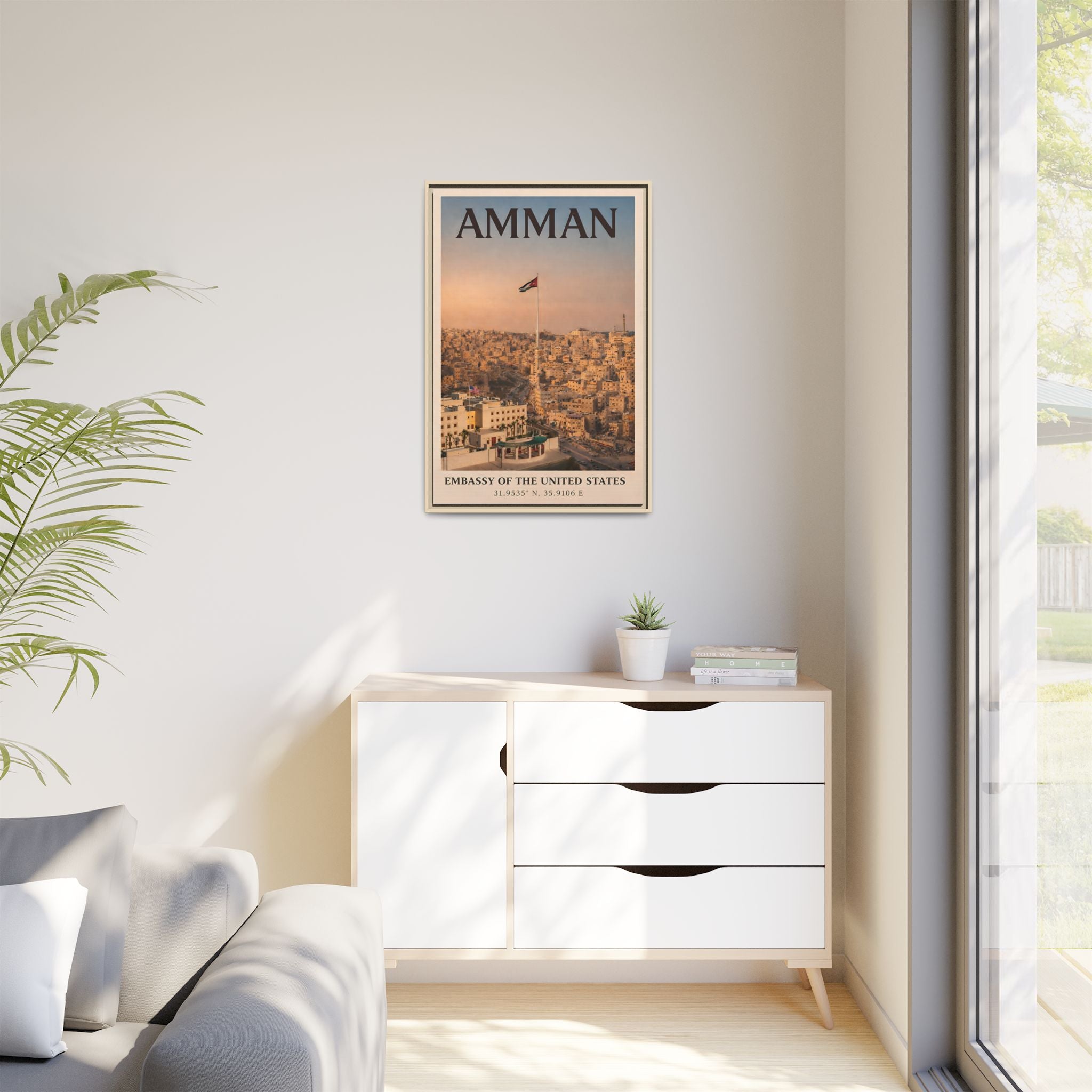 Amman Embassy Wrapped Canvas Framed
