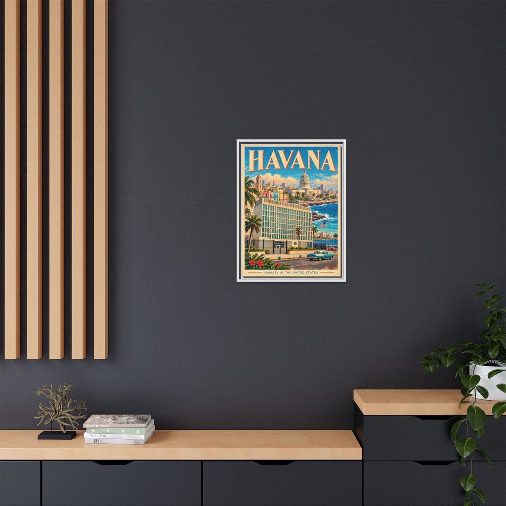 Havana Embassy Wrapped Canvas Framed