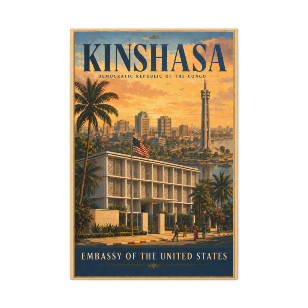 Kinshasa Embassy Wrapped Canvas