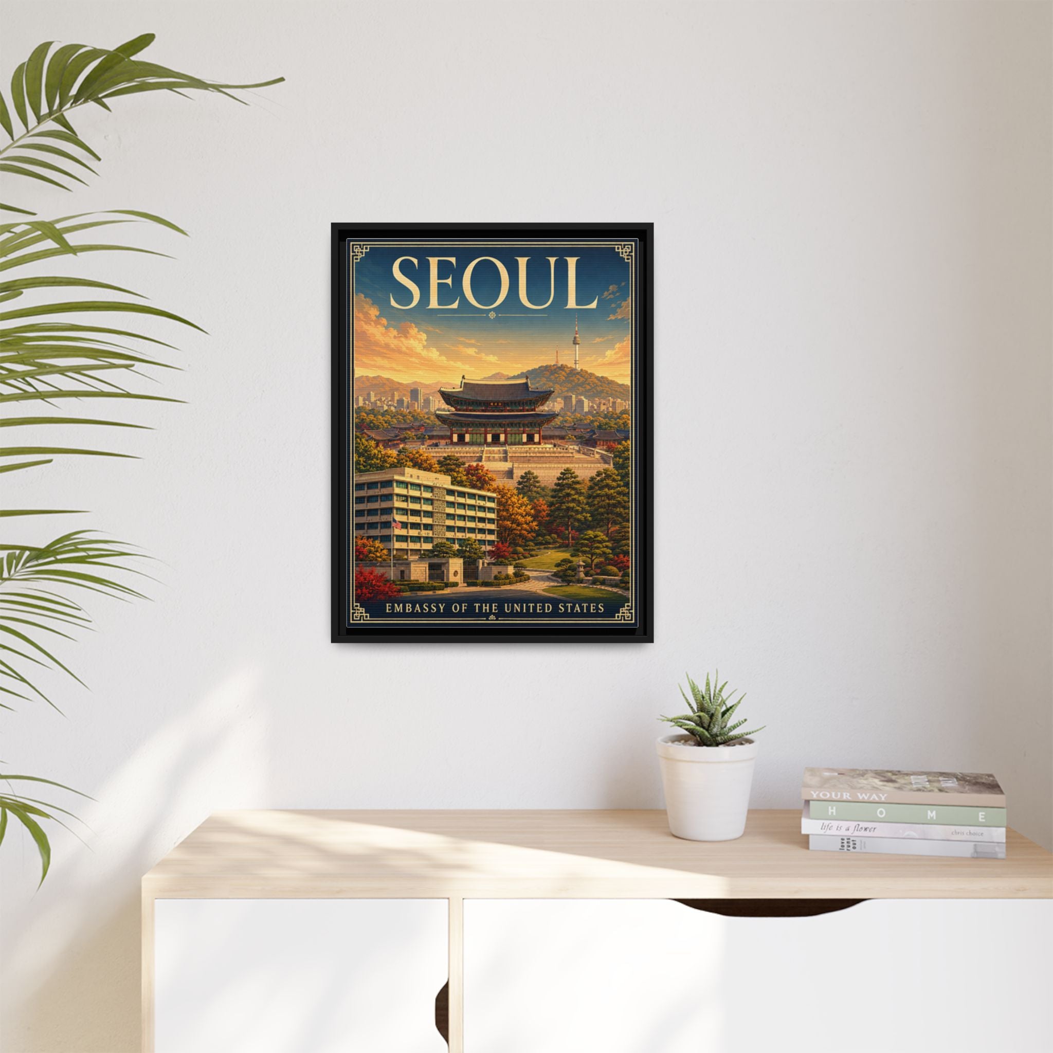 Seoul Embassy Wrapped Canvas Framed