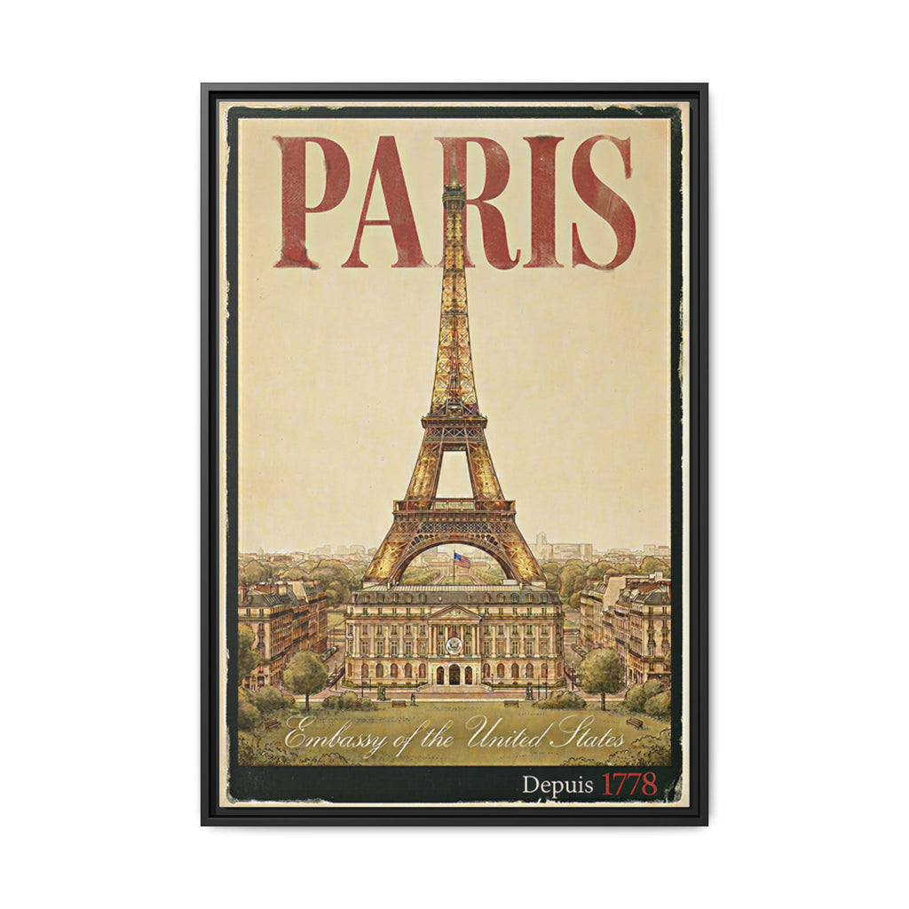 Paris Embassy Wrapped Canvas Framed