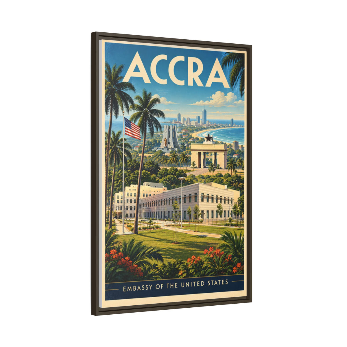 Accra Embassy Wrapped Canvas Framed